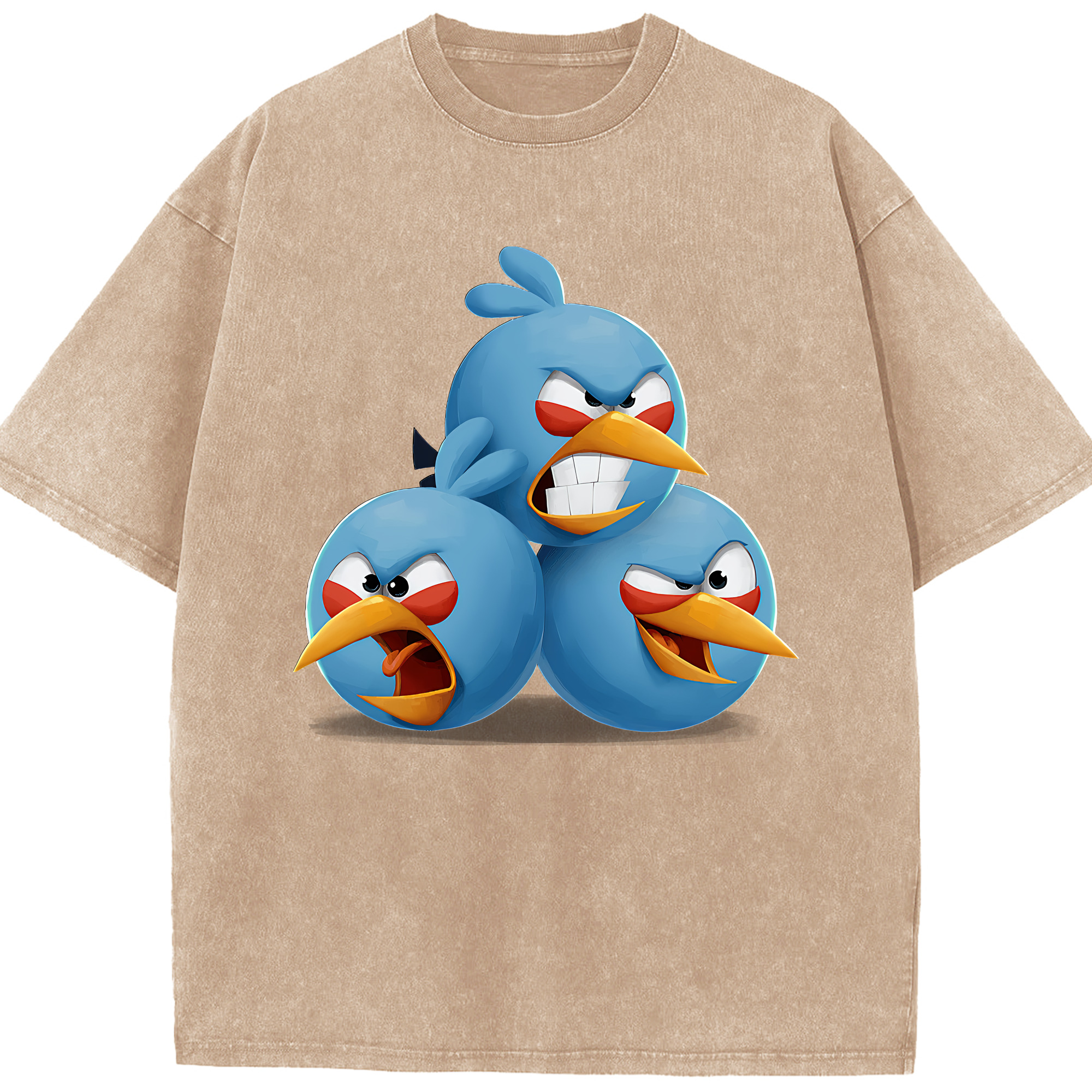 （画像用） Angry Birds アングリーバード 綿100% ヴィンテージ風 半袖Tシャツ（フロントプリント）