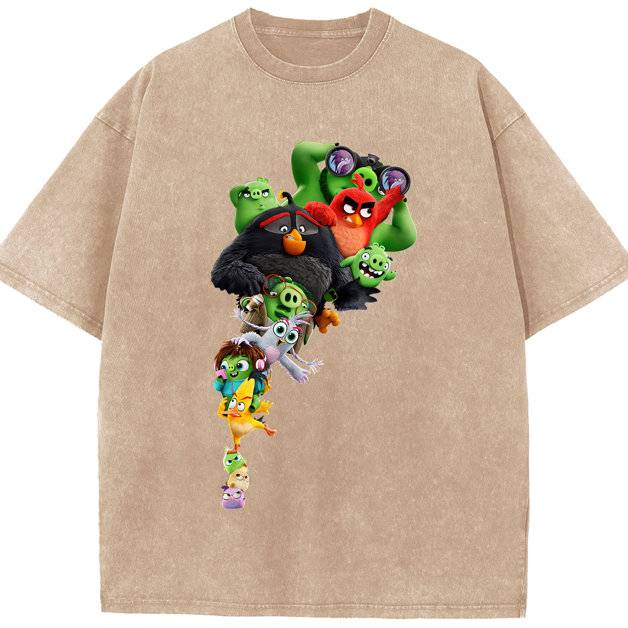 （画像用） Angry Birds アングリーバード 綿100% ヴィンテージ風 半袖Tシャツ（フロントプリント）