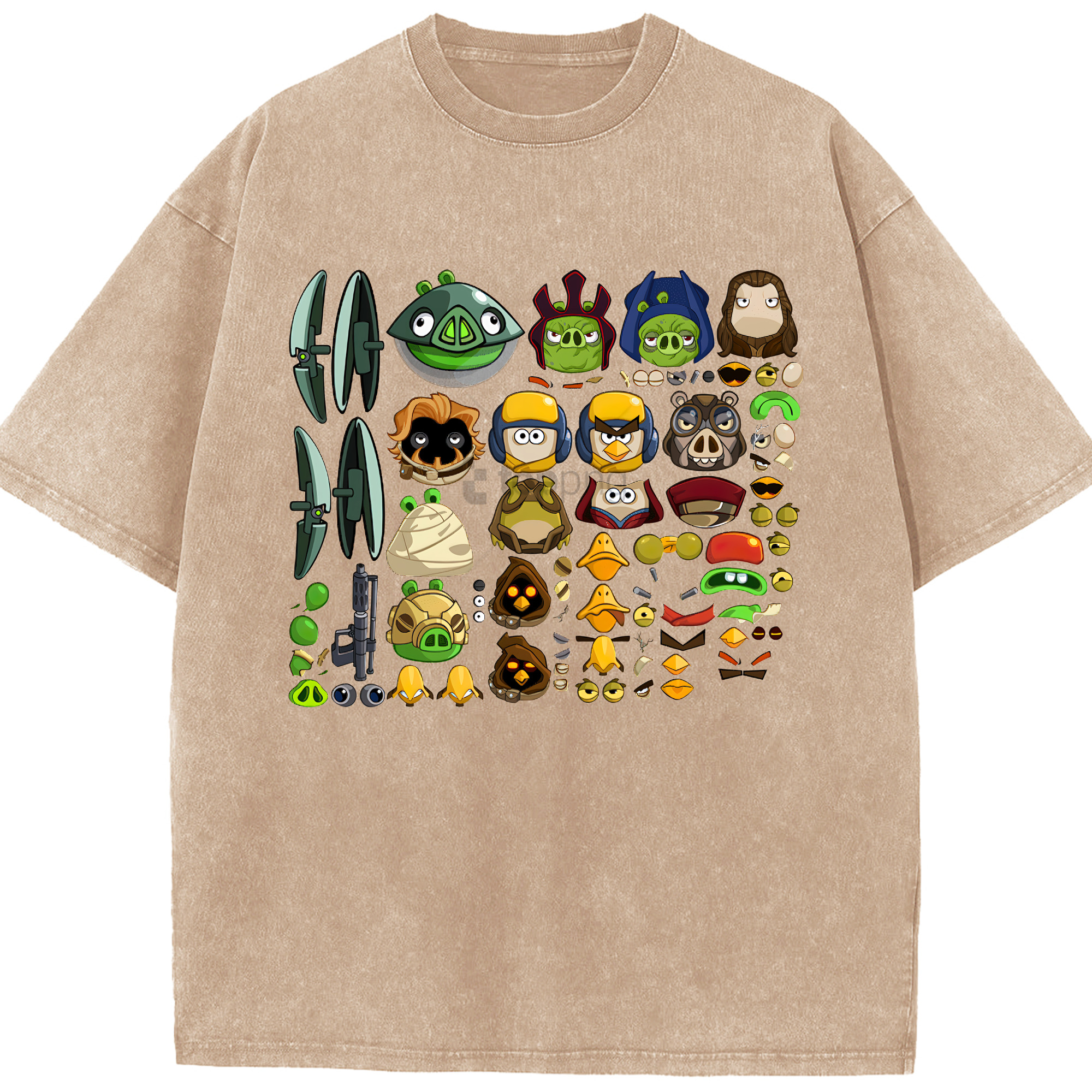 （画像用） Angry Birds アングリーバード 綿100% ヴィンテージ風 半袖Tシャツ（フロントプリント）