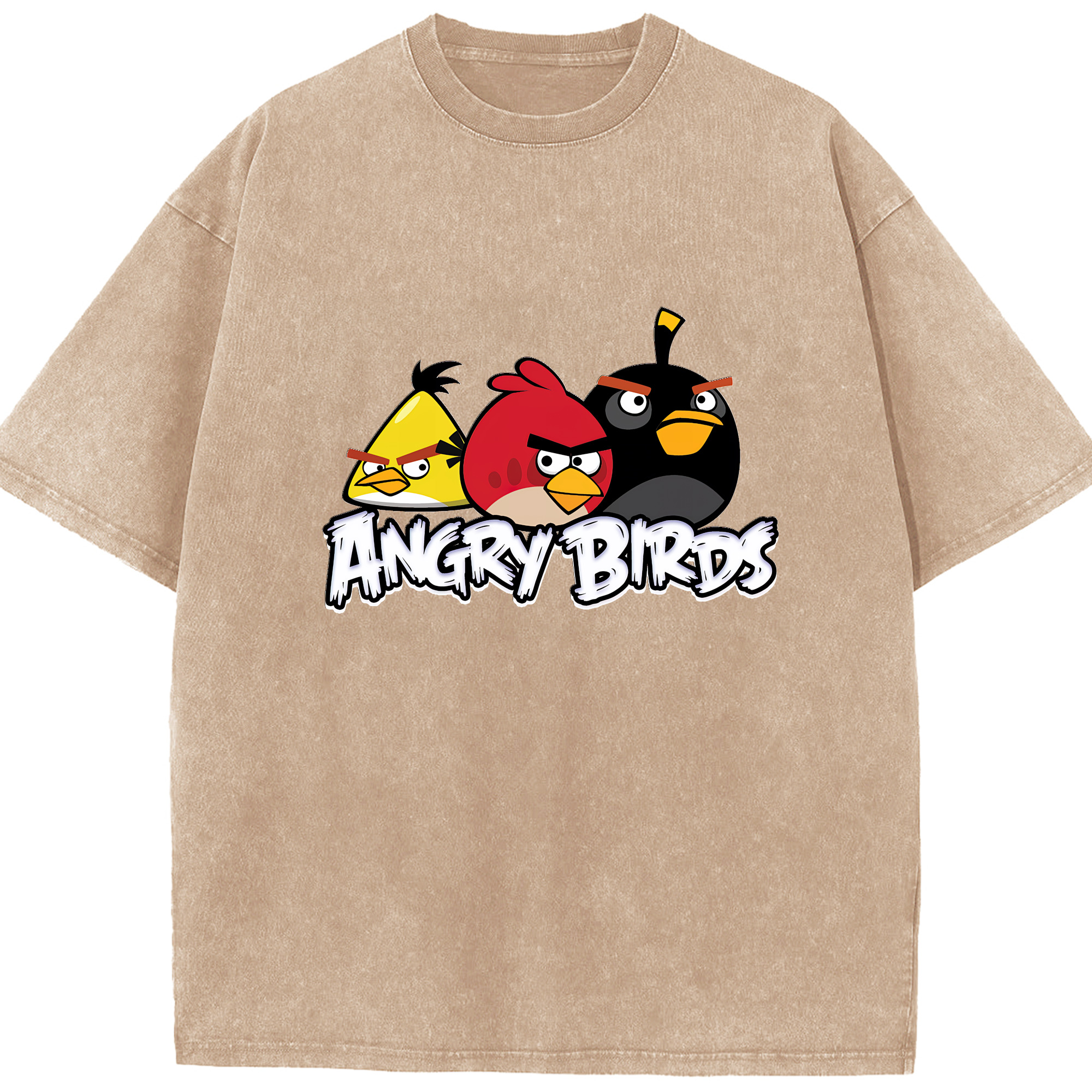 （画像用） Angry Birds アングリーバード 綿100% ヴィンテージ風 半袖Tシャツ（フロントプリント）