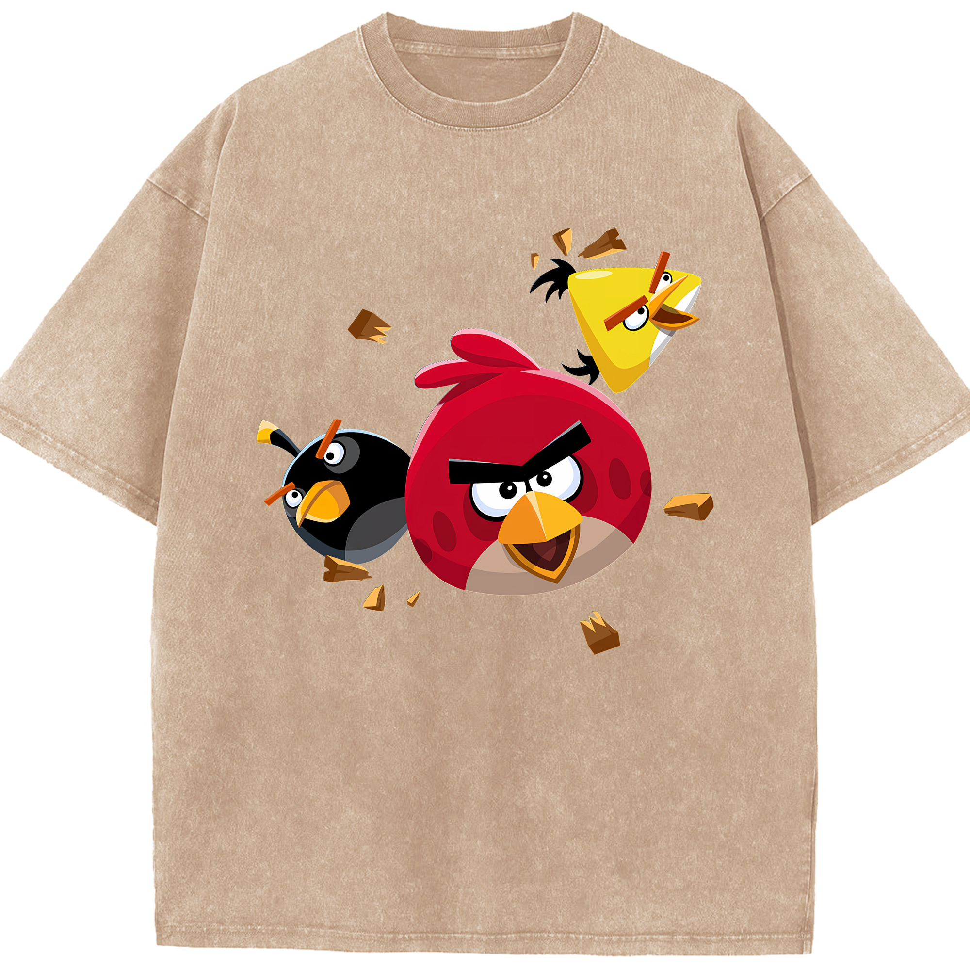 （画像用） Angry Birds アングリーバード 綿100% ヴィンテージ風 半袖Tシャツ（フロントプリント）