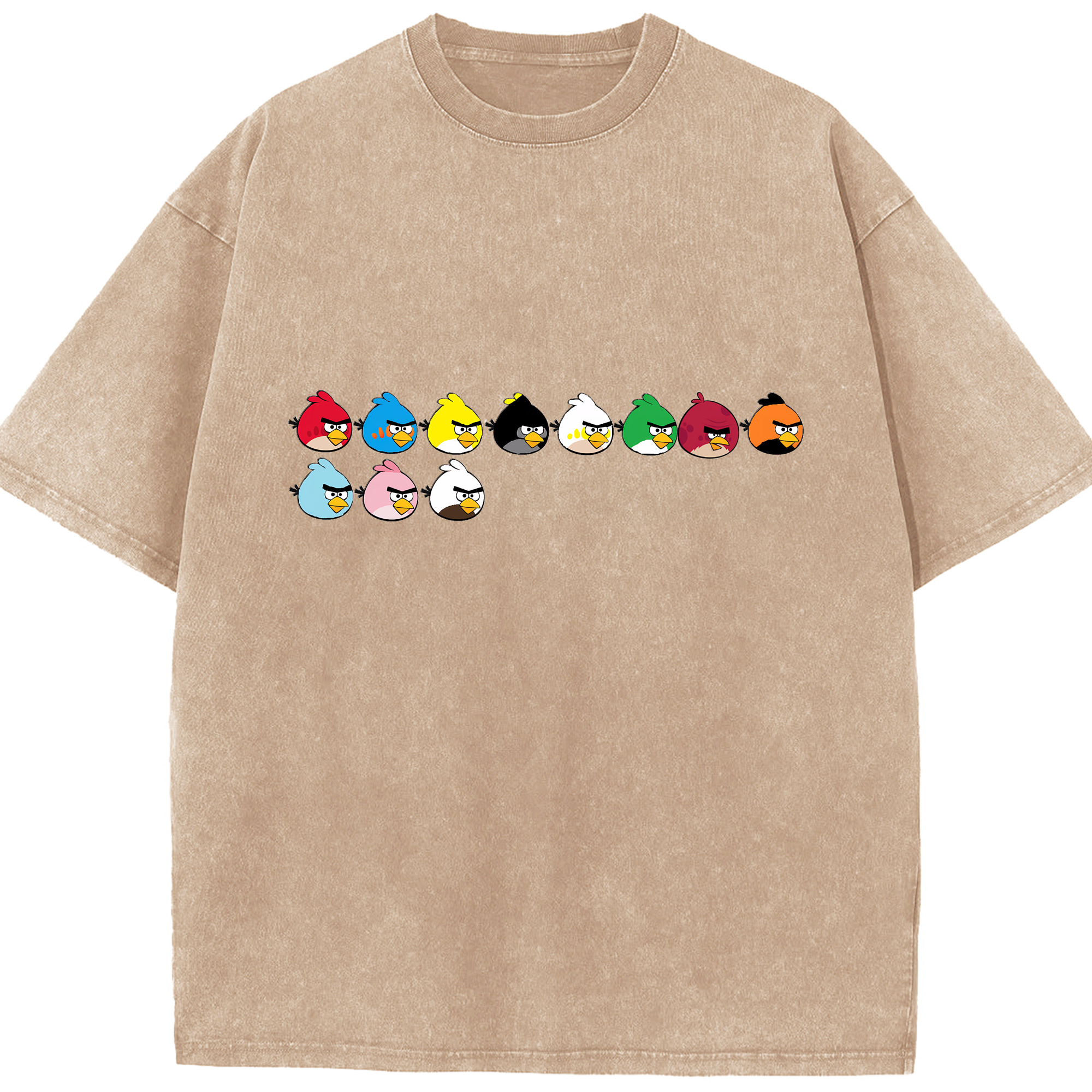 （画像用） Angry Birds アングリーバード 綿100% ヴィンテージ風 半袖Tシャツ（フロントプリント）