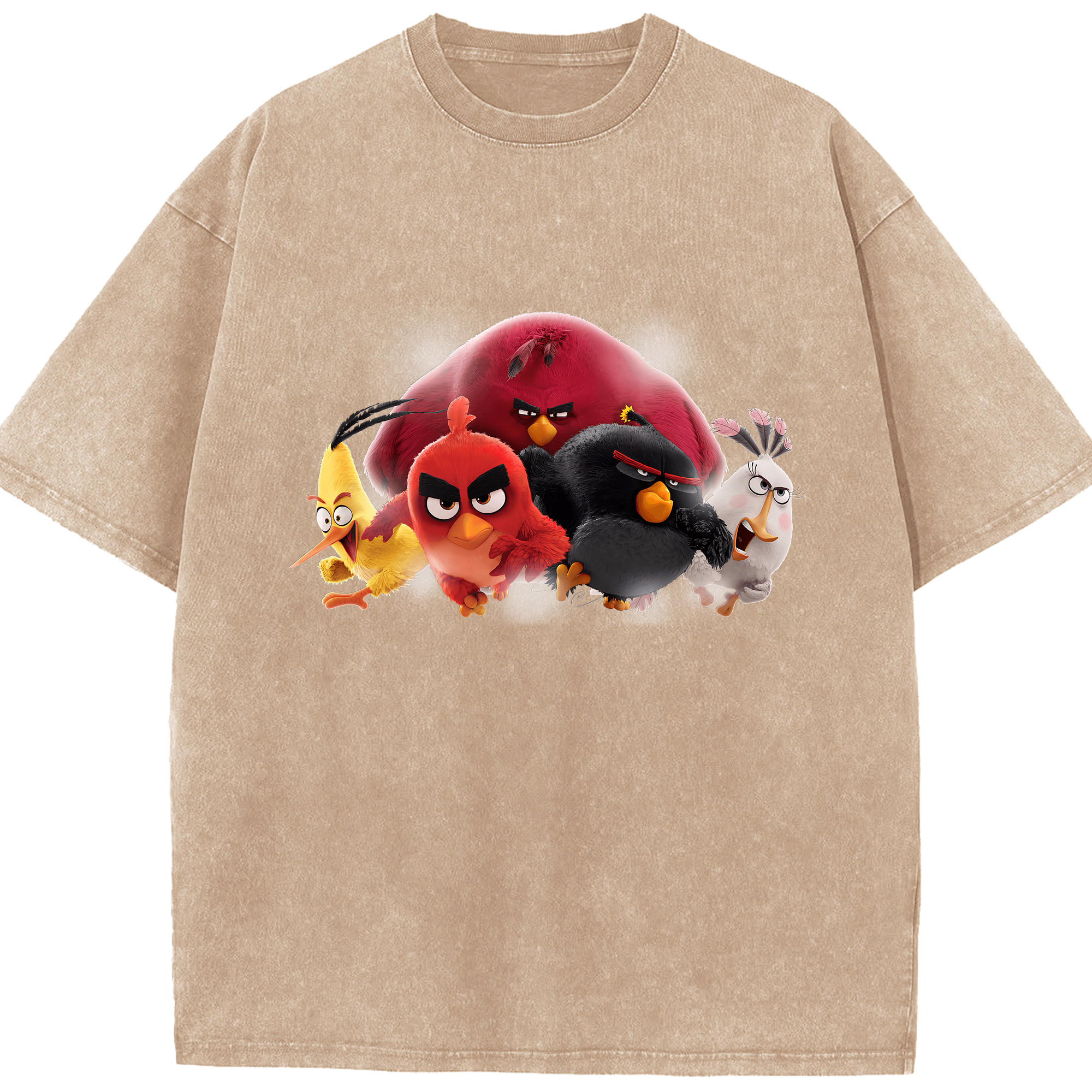 （画像用） Angry Birds アングリーバード 綿100% ヴィンテージ風 半袖Tシャツ（フロントプリント）
