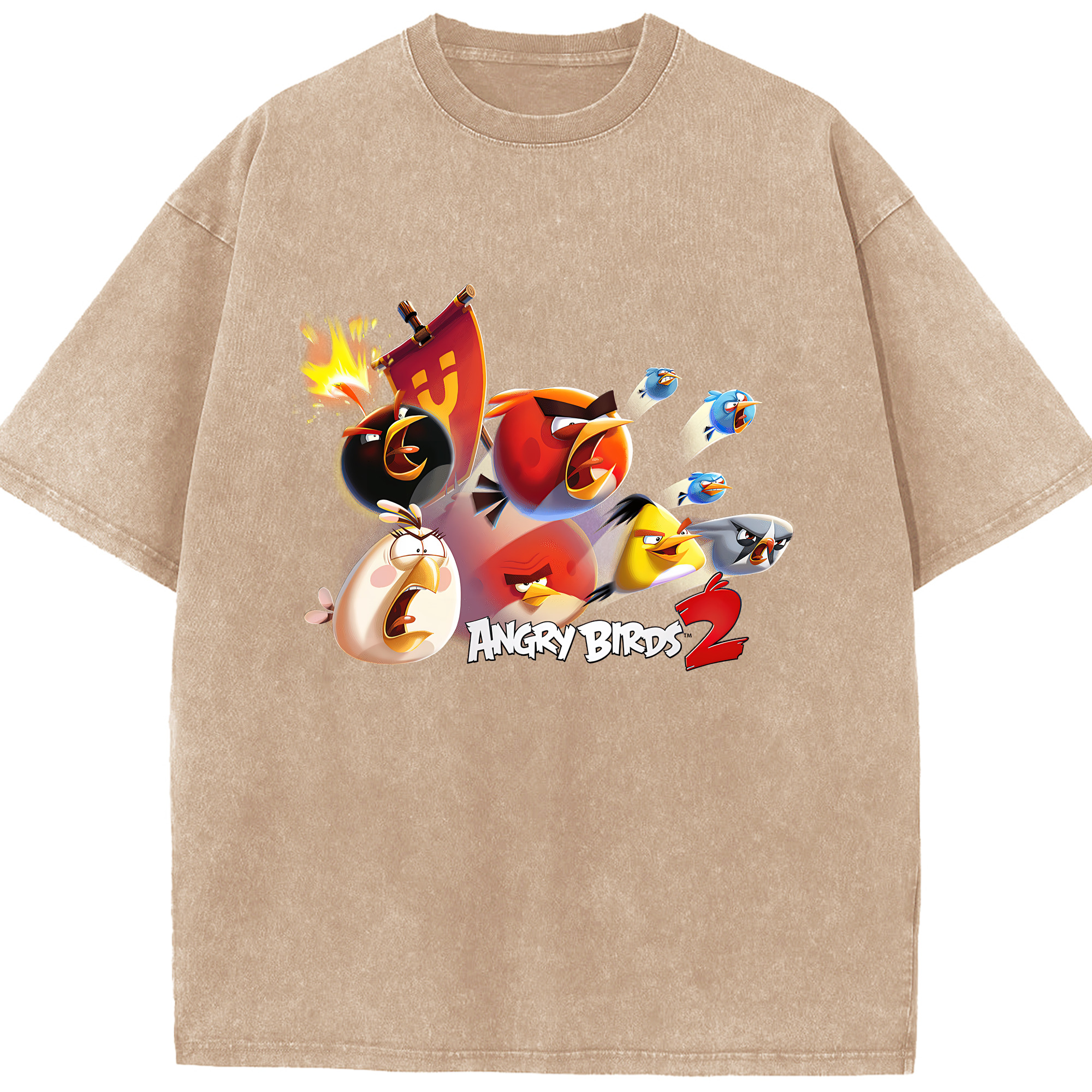（画像用） Angry Birds アングリーバード 綿100% ヴィンテージ風 半袖Tシャツ（フロントプリント）