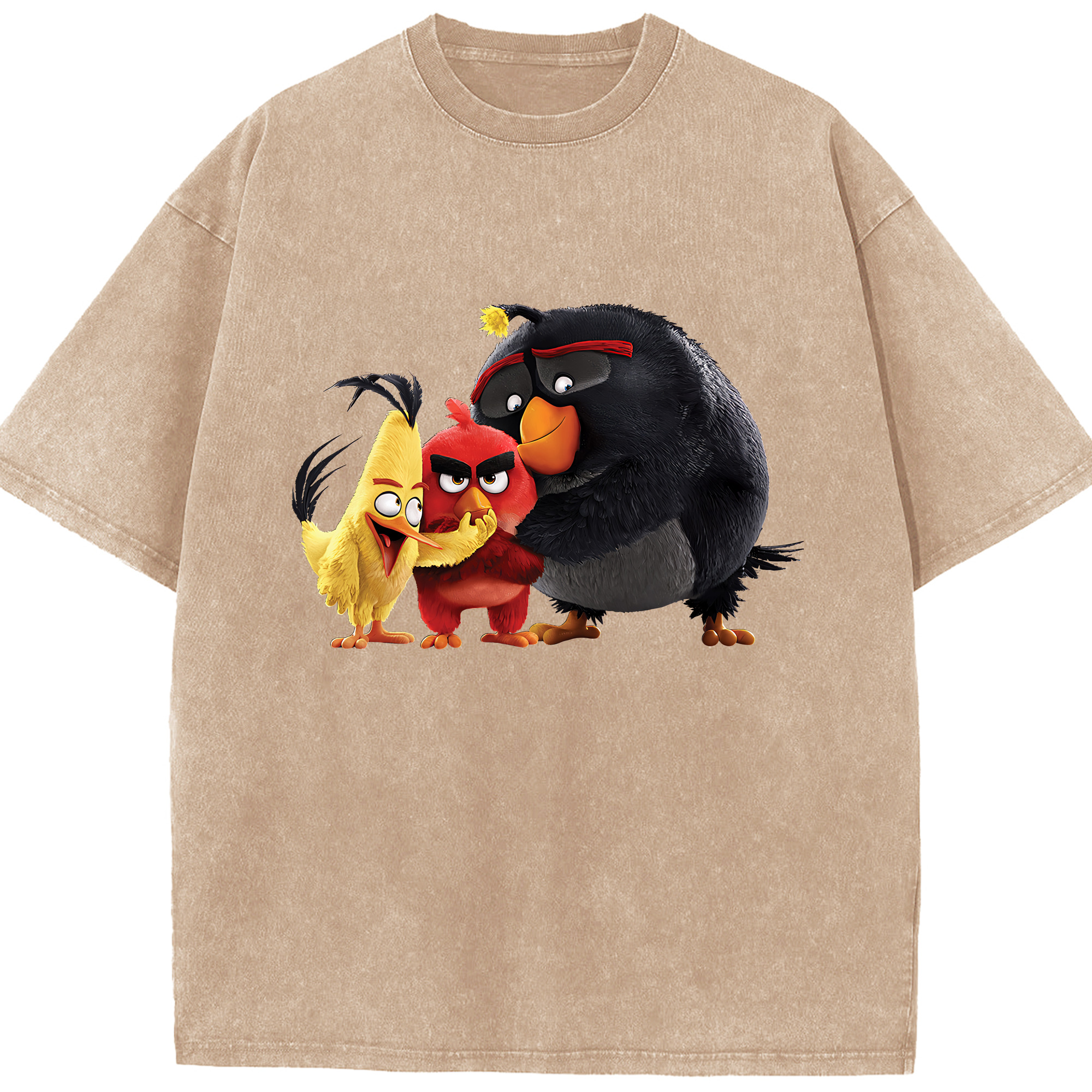 （画像用） Angry Birds アングリーバード 綿100% ヴィンテージ風 半袖Tシャツ（フロントプリント）
