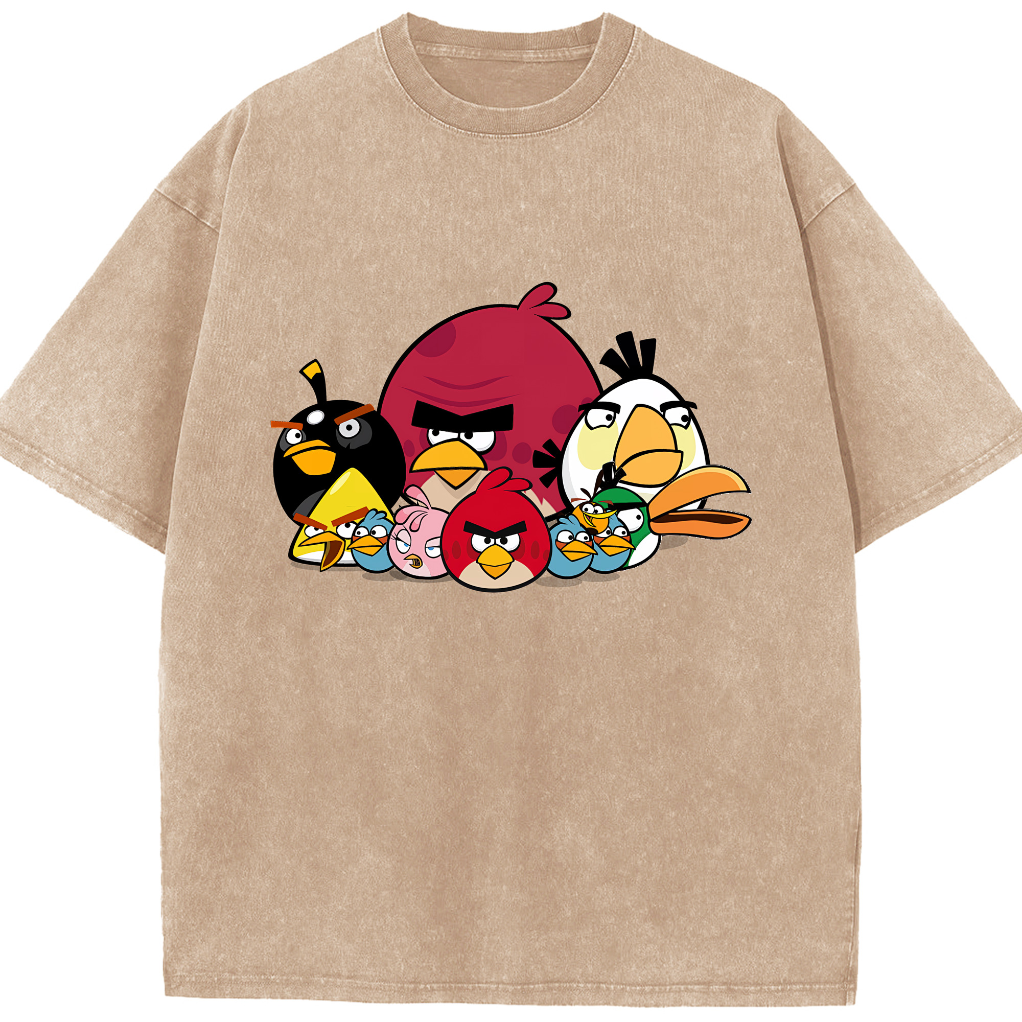 （画像用） Angry Birds アングリーバード 綿100% ヴィンテージ風 半袖Tシャツ（フロントプリント）