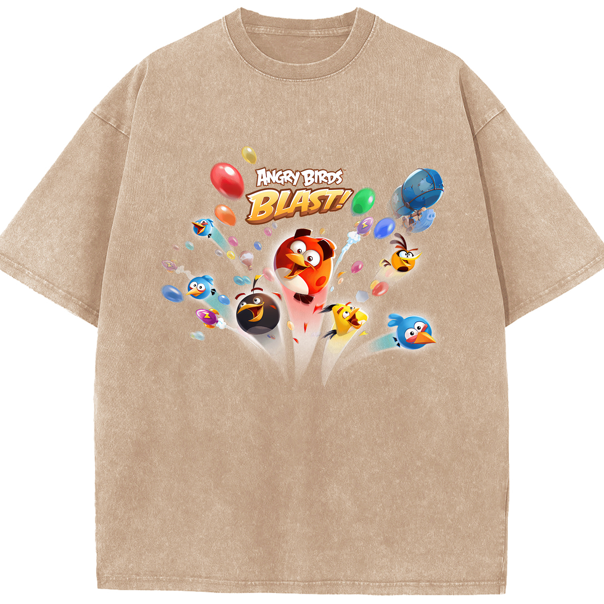 （画像用） Angry Birds アングリーバード 綿100% ヴィンテージ風 半袖Tシャツ（フロントプリント）