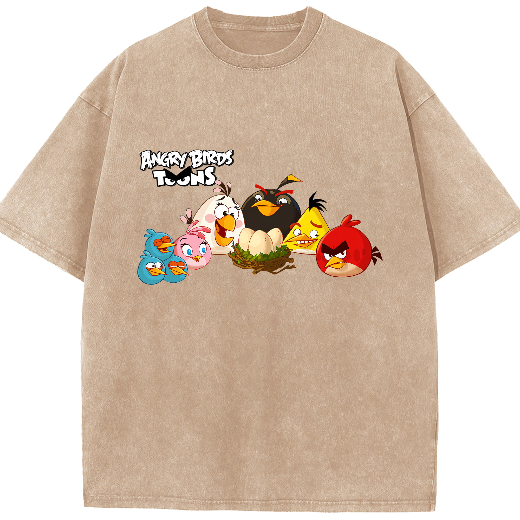 （画像用） Angry Birds アングリーバード 綿100% ヴィンテージ風 半袖Tシャツ（フロントプリント）
