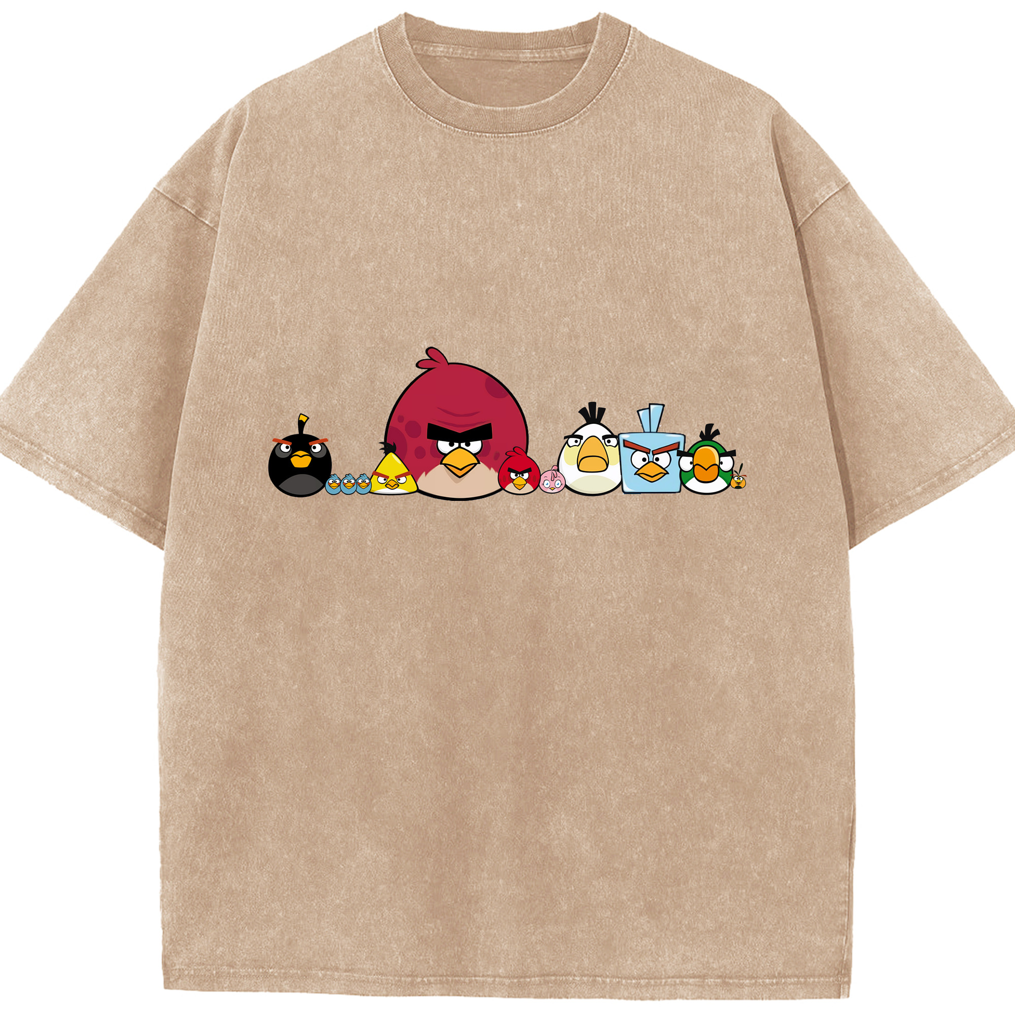 （画像用） Angry Birds アングリーバード 綿100% ヴィンテージ風 半袖Tシャツ（フロントプリント）