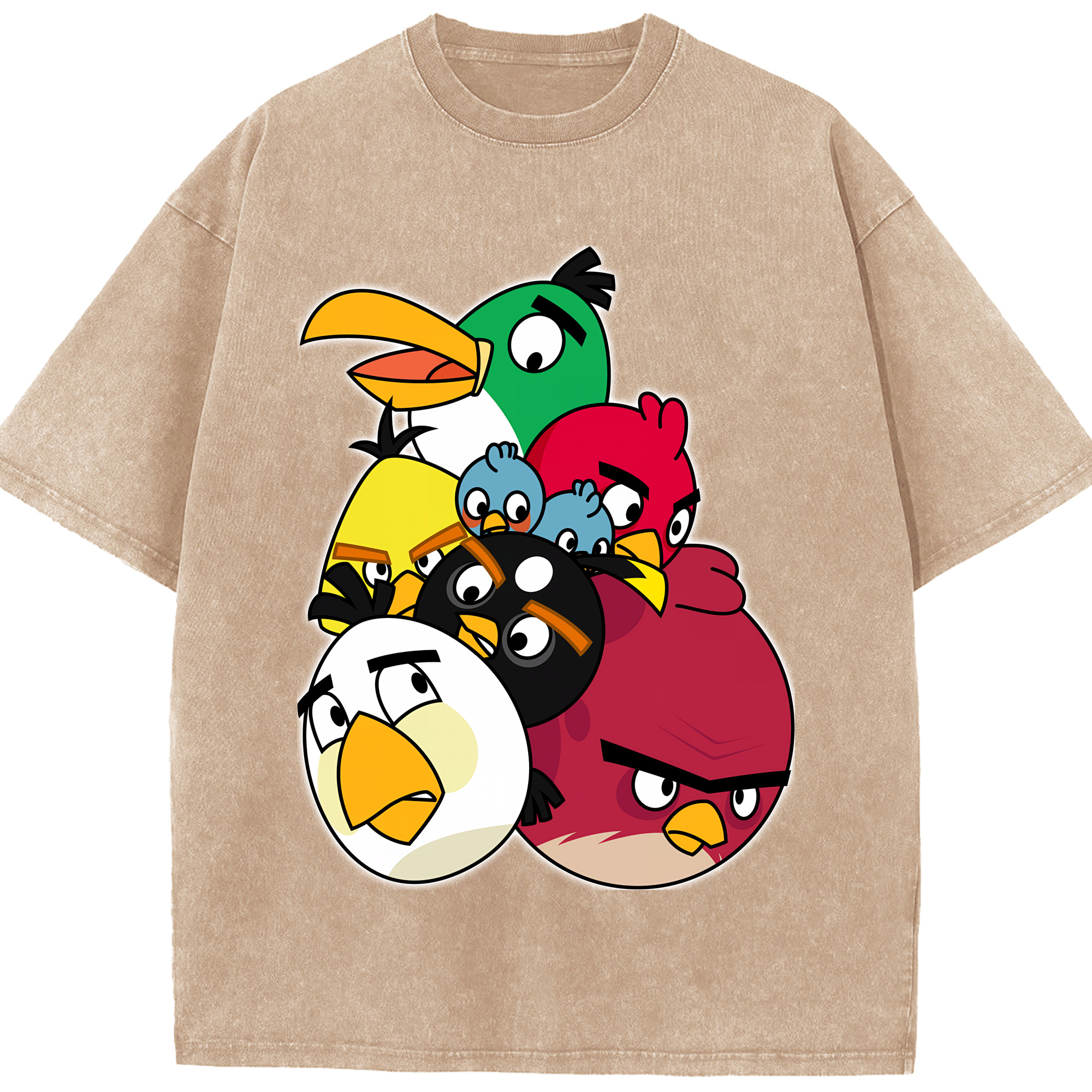 （画像用） Angry Birds アングリーバード 綿100% ヴィンテージ風 半袖Tシャツ（フロントプリント）