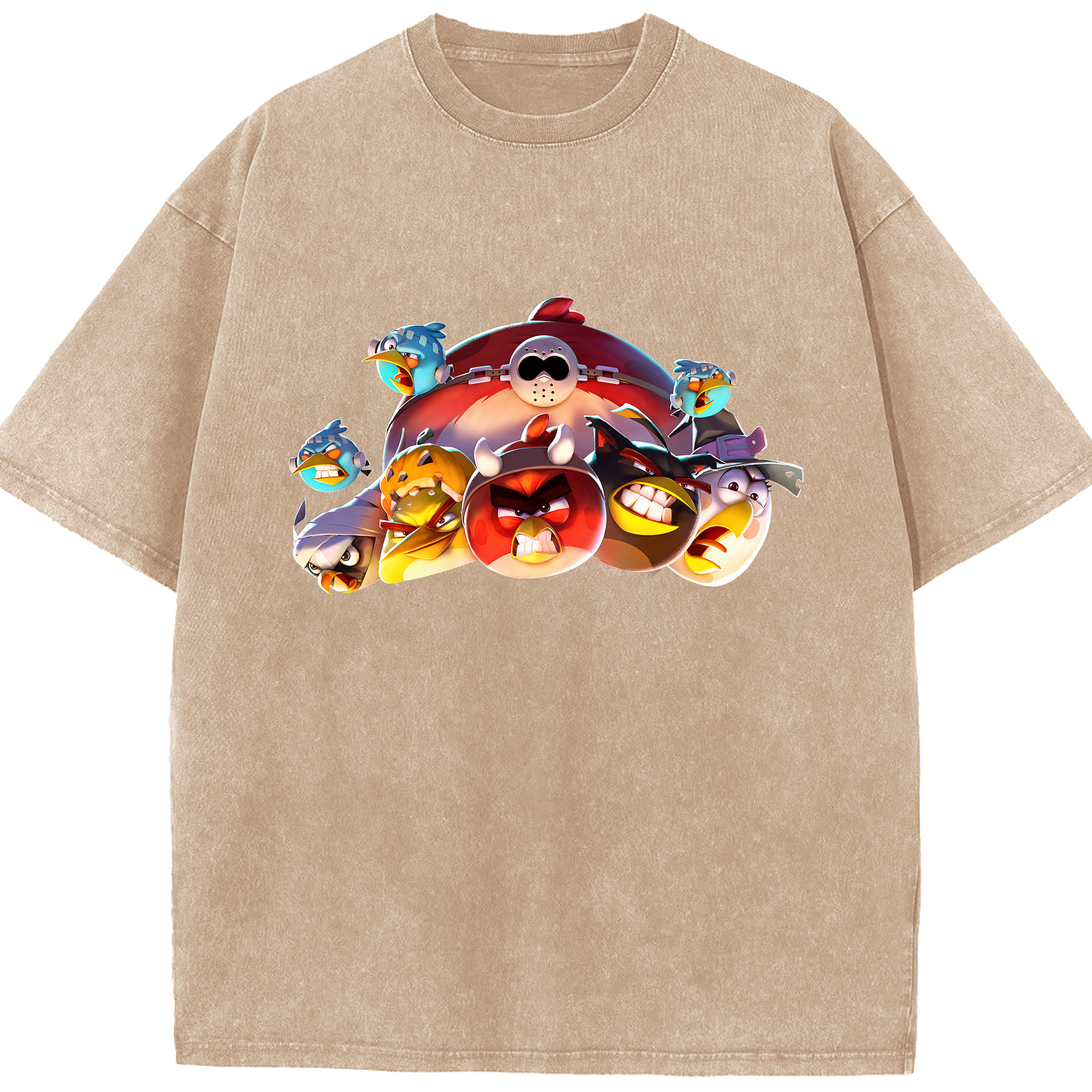 （画像用） Angry Birds アングリーバード 綿100% ヴィンテージ風 半袖Tシャツ（フロントプリント）