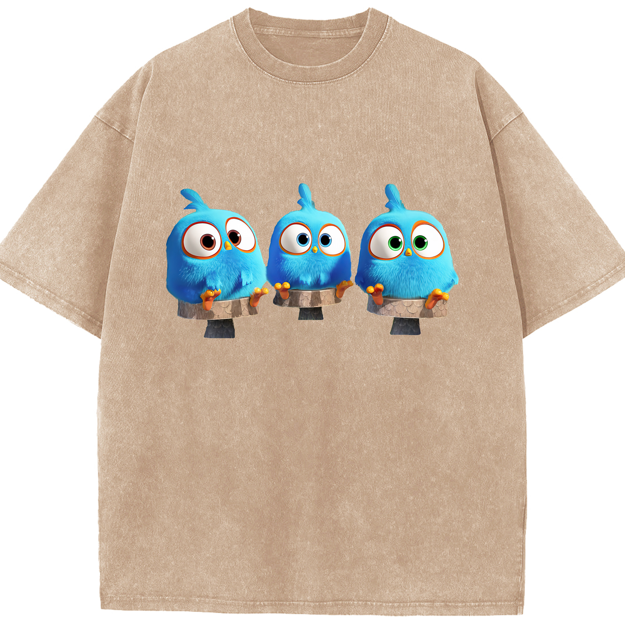 （画像用） Angry Birds アングリーバード 綿100% ヴィンテージ風 半袖Tシャツ（フロントプリント）