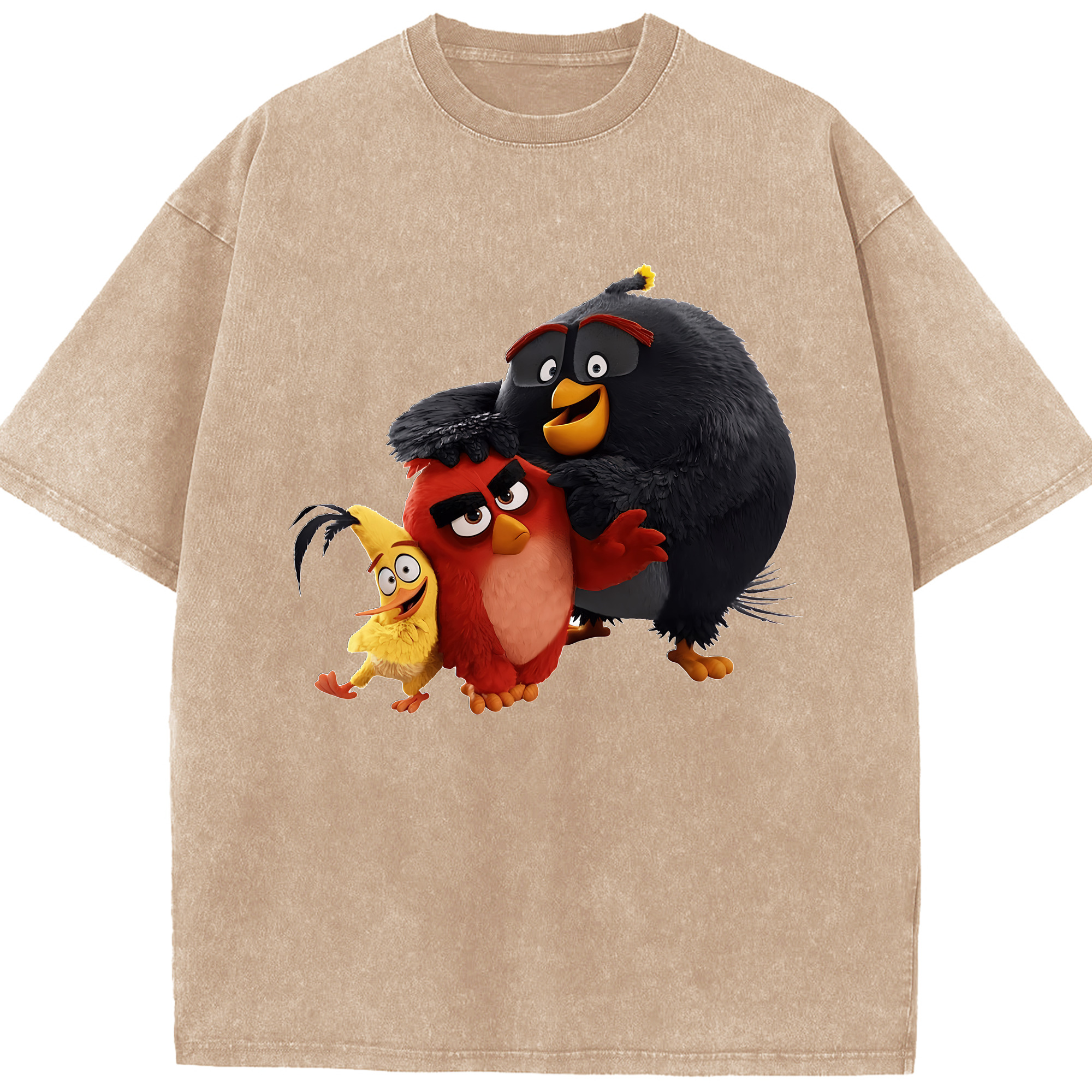 （画像用） Angry Birds アングリーバード 綿100% ヴィンテージ風 半袖Tシャツ（フロントプリント）