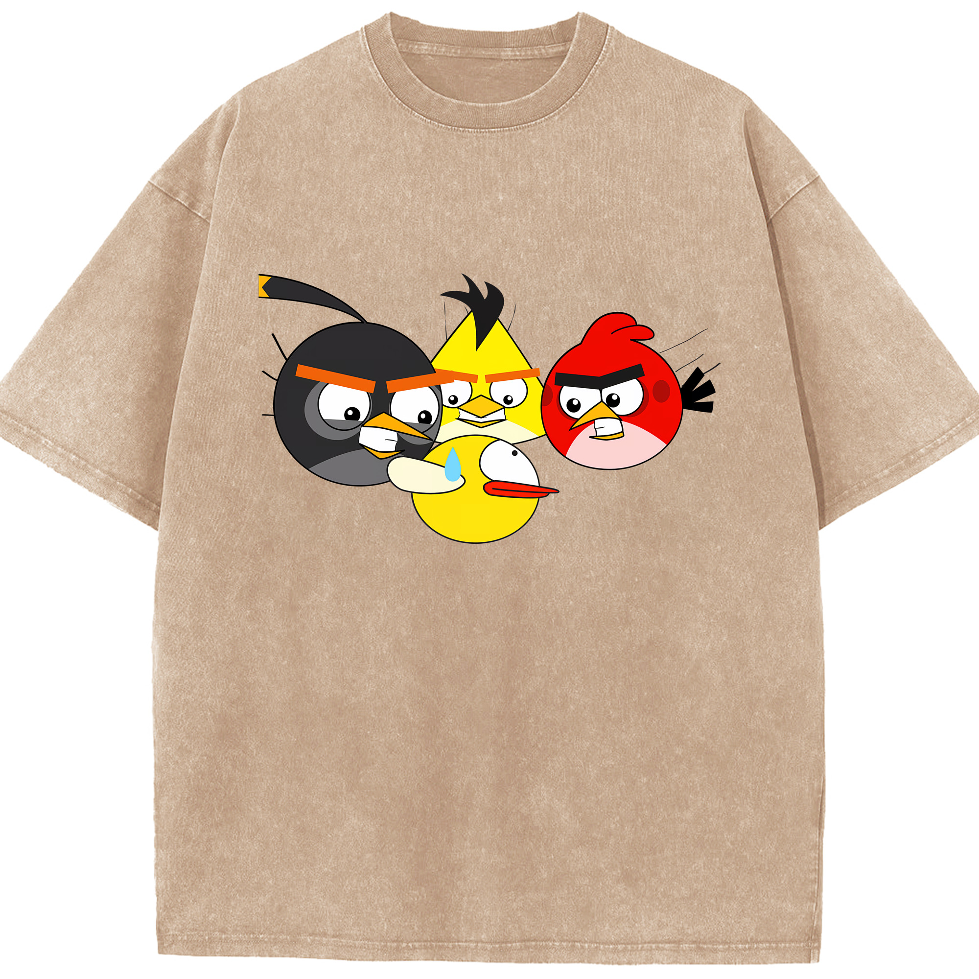 （画像用） Angry Birds アングリーバード 綿100% ヴィンテージ風 半袖Tシャツ（フロントプリント）