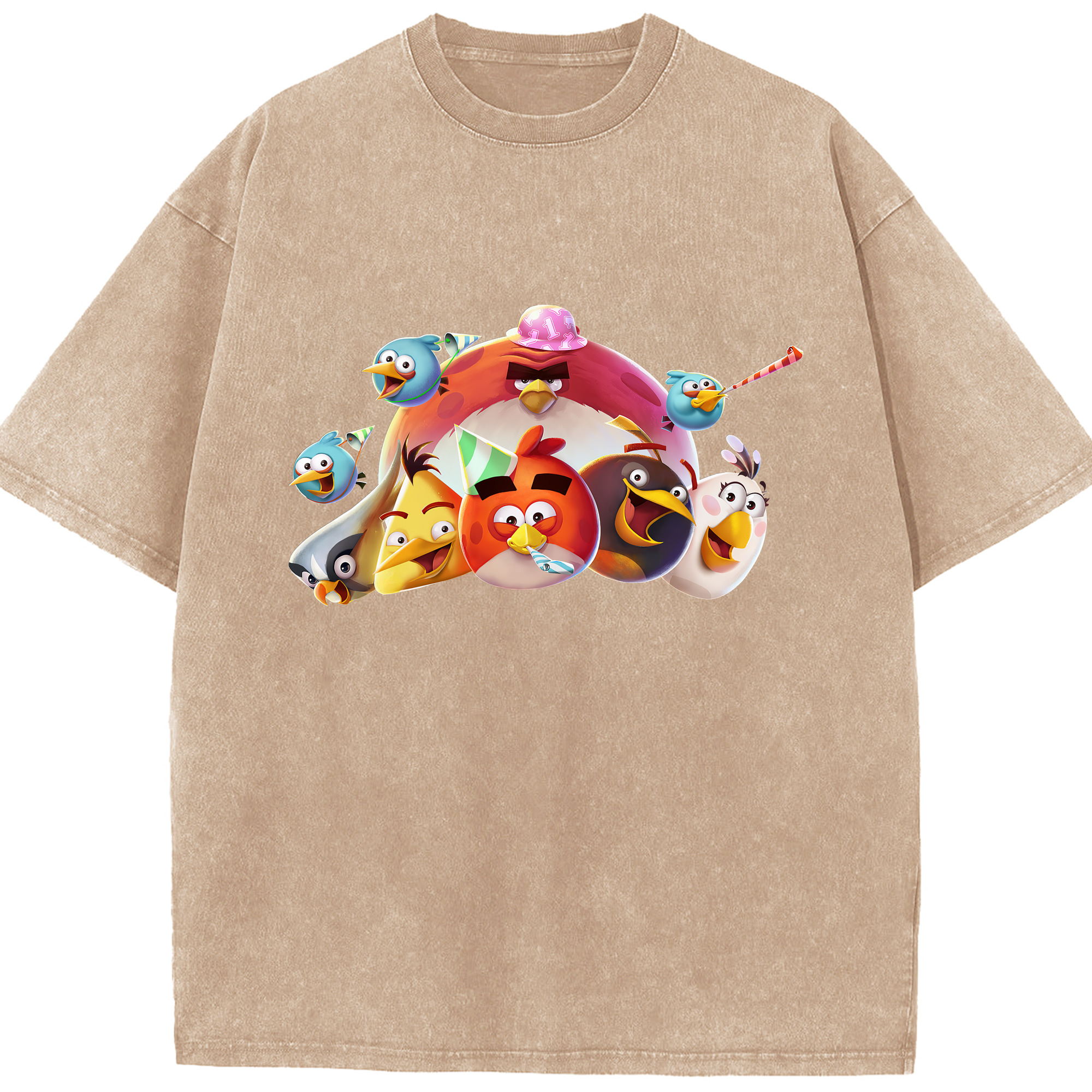 （画像用） Angry Birds アングリーバード 綿100% ヴィンテージ風 半袖Tシャツ（フロントプリント）