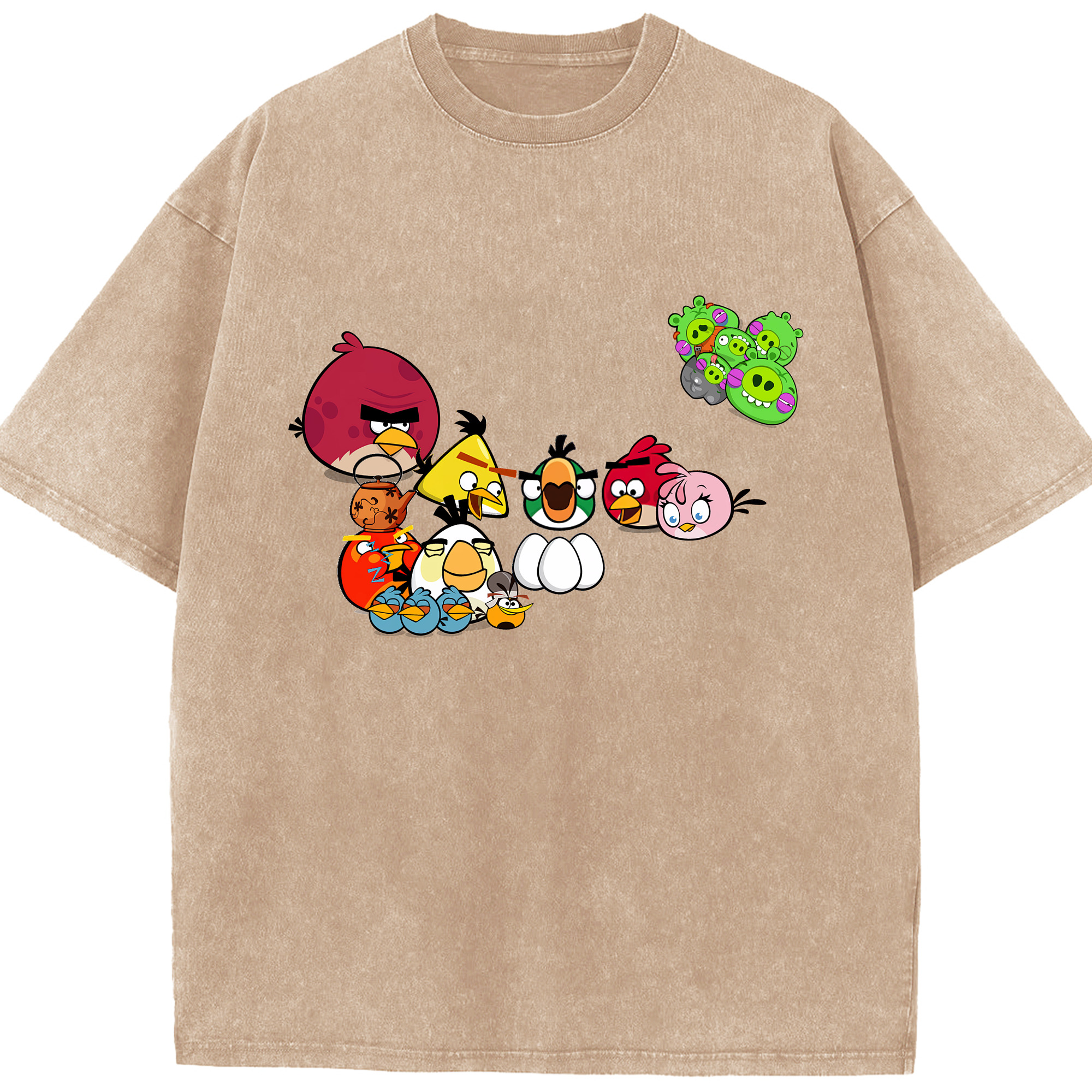 （画像用） Angry Birds アングリーバード 綿100% ヴィンテージ風 半袖Tシャツ（フロントプリント）
