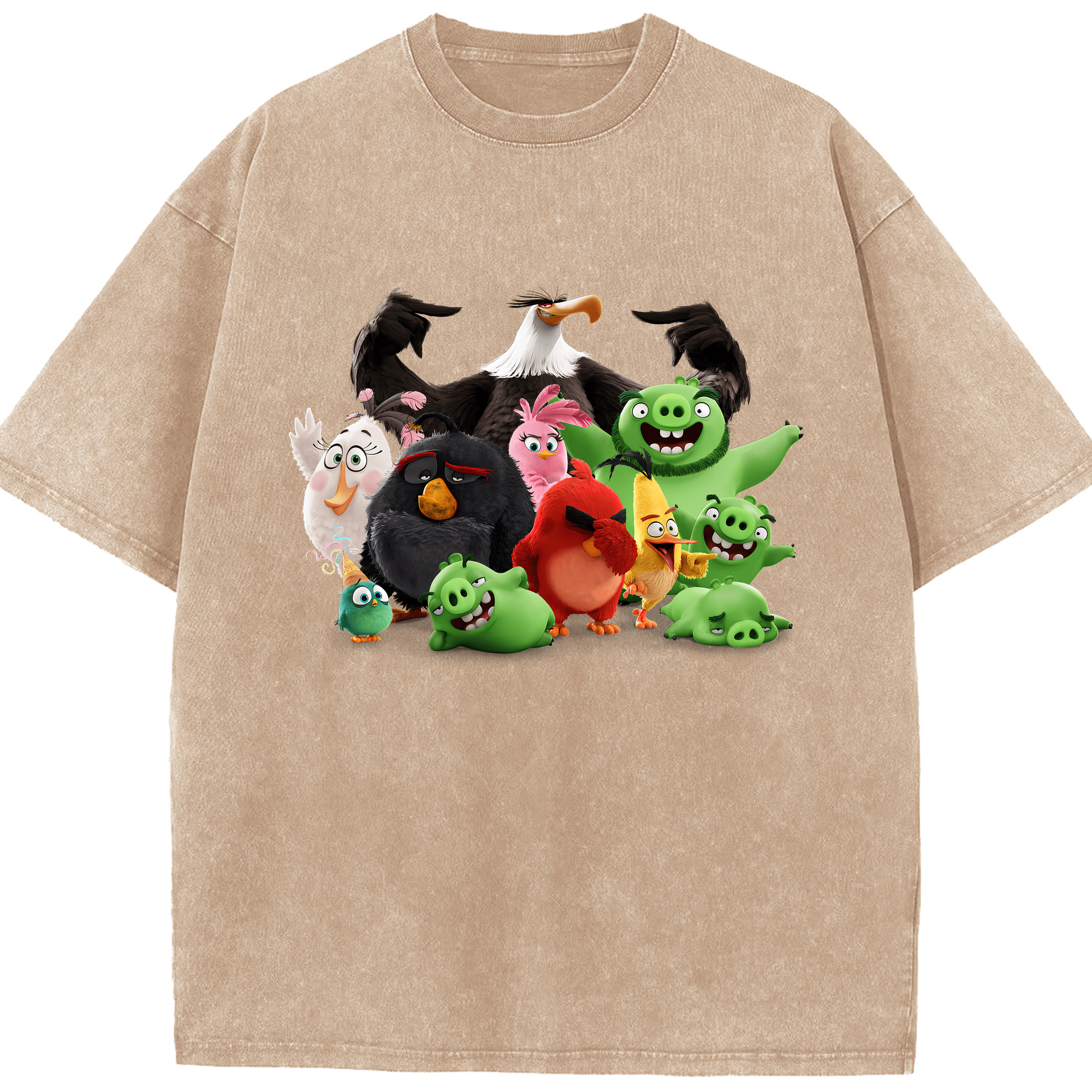 （画像用） Angry Birds アングリーバード 綿100% ヴィンテージ風 半袖Tシャツ（フロントプリント）