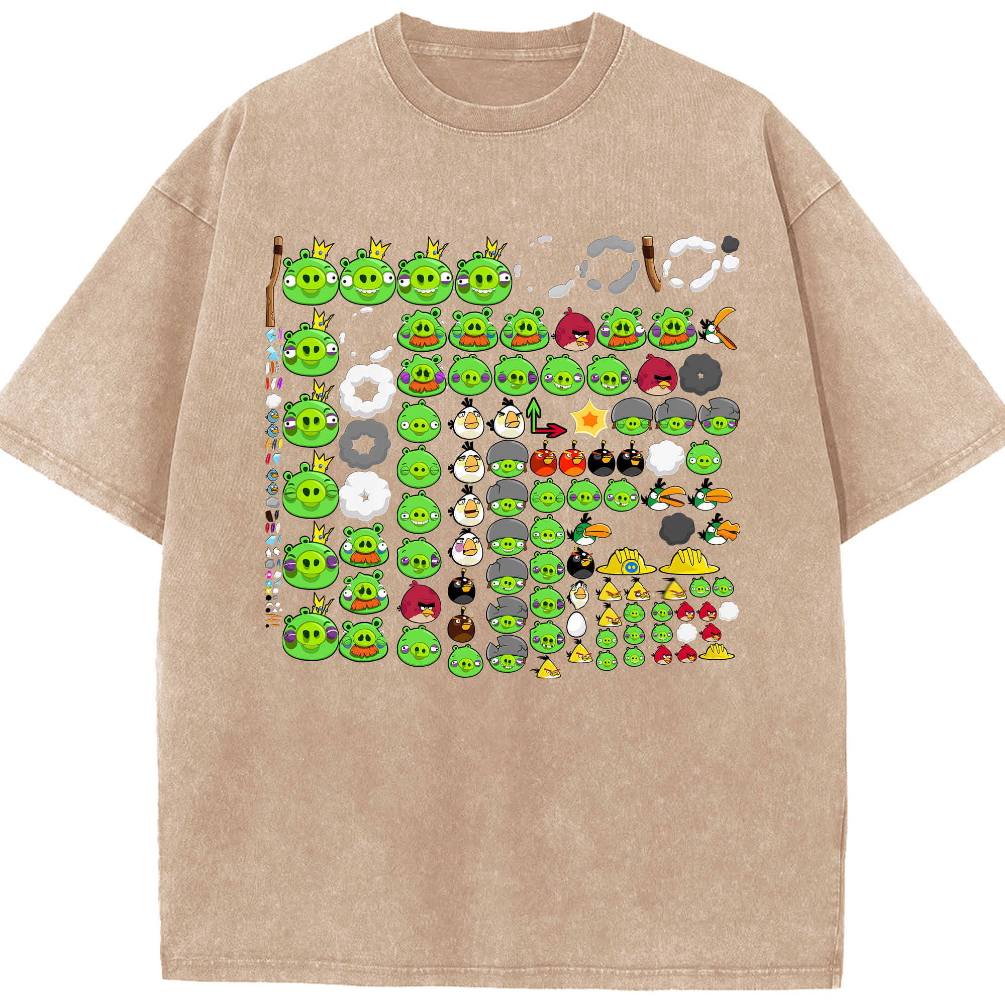 （画像用） Angry Birds アングリーバード 綿100% ヴィンテージ風 半袖Tシャツ（フロントプリント）