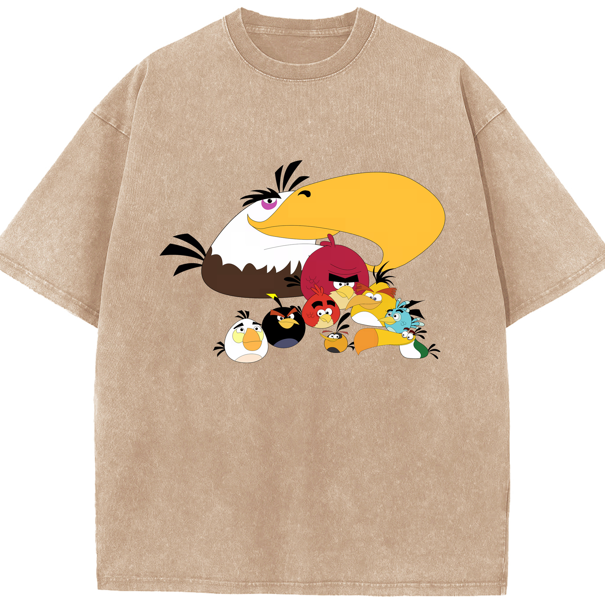 （画像用） Angry Birds アングリーバード 綿100% ヴィンテージ風 半袖Tシャツ（フロントプリント）