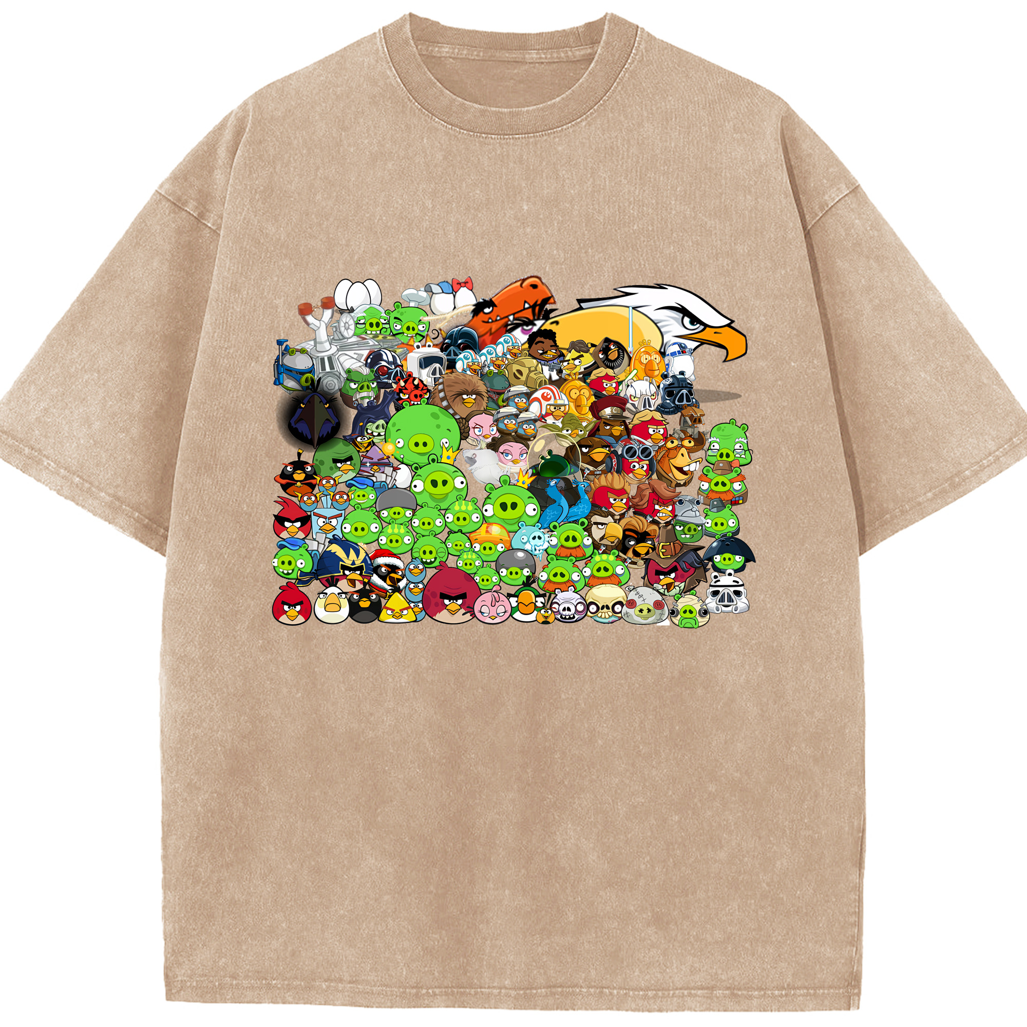 （画像用） Angry Birds アングリーバード 綿100% ヴィンテージ風 半袖Tシャツ（フロントプリント）
