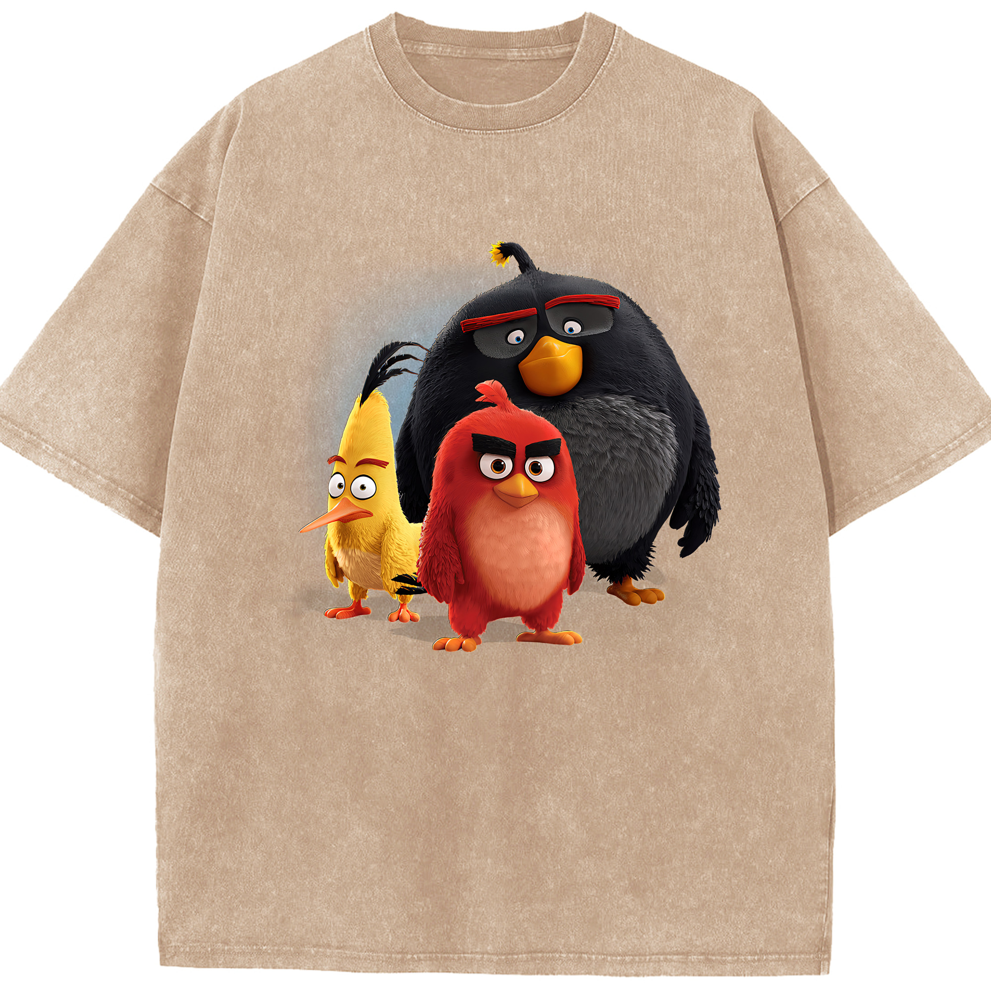 （画像用） Angry Birds アングリーバード 綿100% ヴィンテージ風 半袖Tシャツ（フロントプリント）