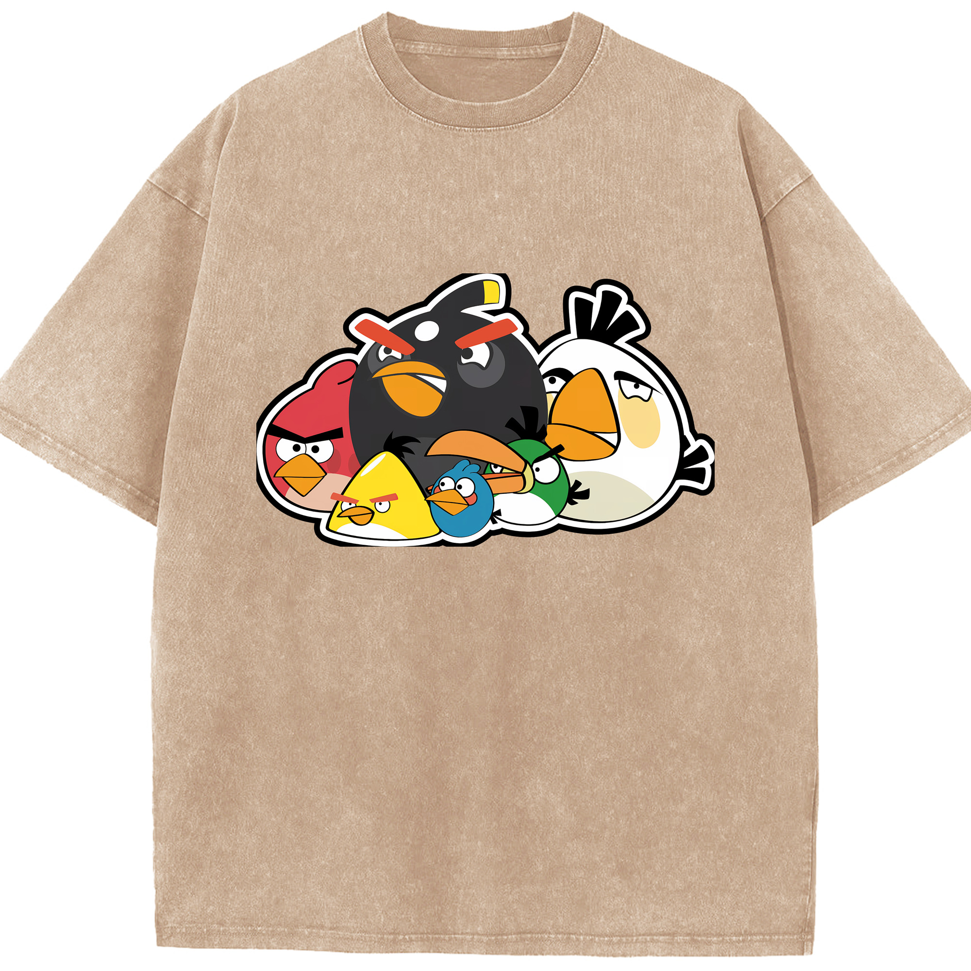 （画像用） Angry Birds アングリーバード 綿100% ヴィンテージ風 半袖Tシャツ（フロントプリント）