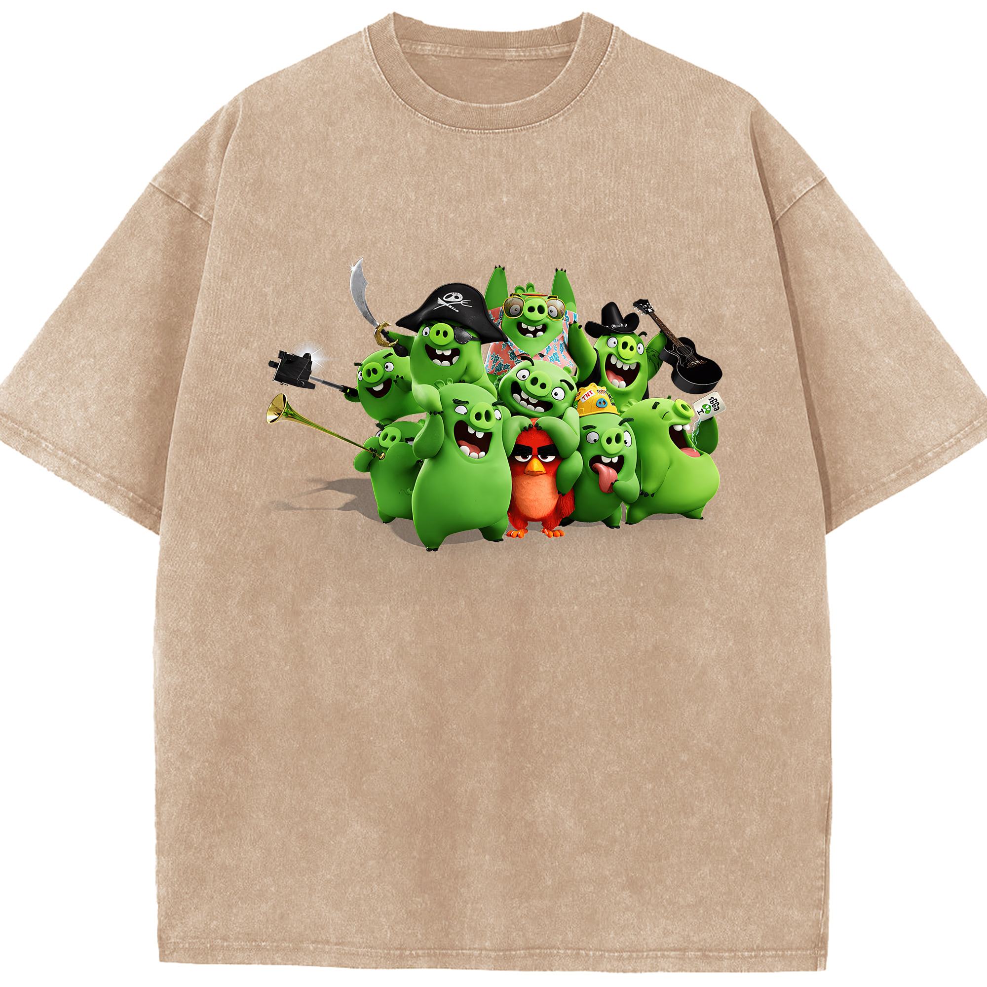 （画像用） Angry Birds アングリーバード 綿100% ヴィンテージ風 半袖Tシャツ（フロントプリント）