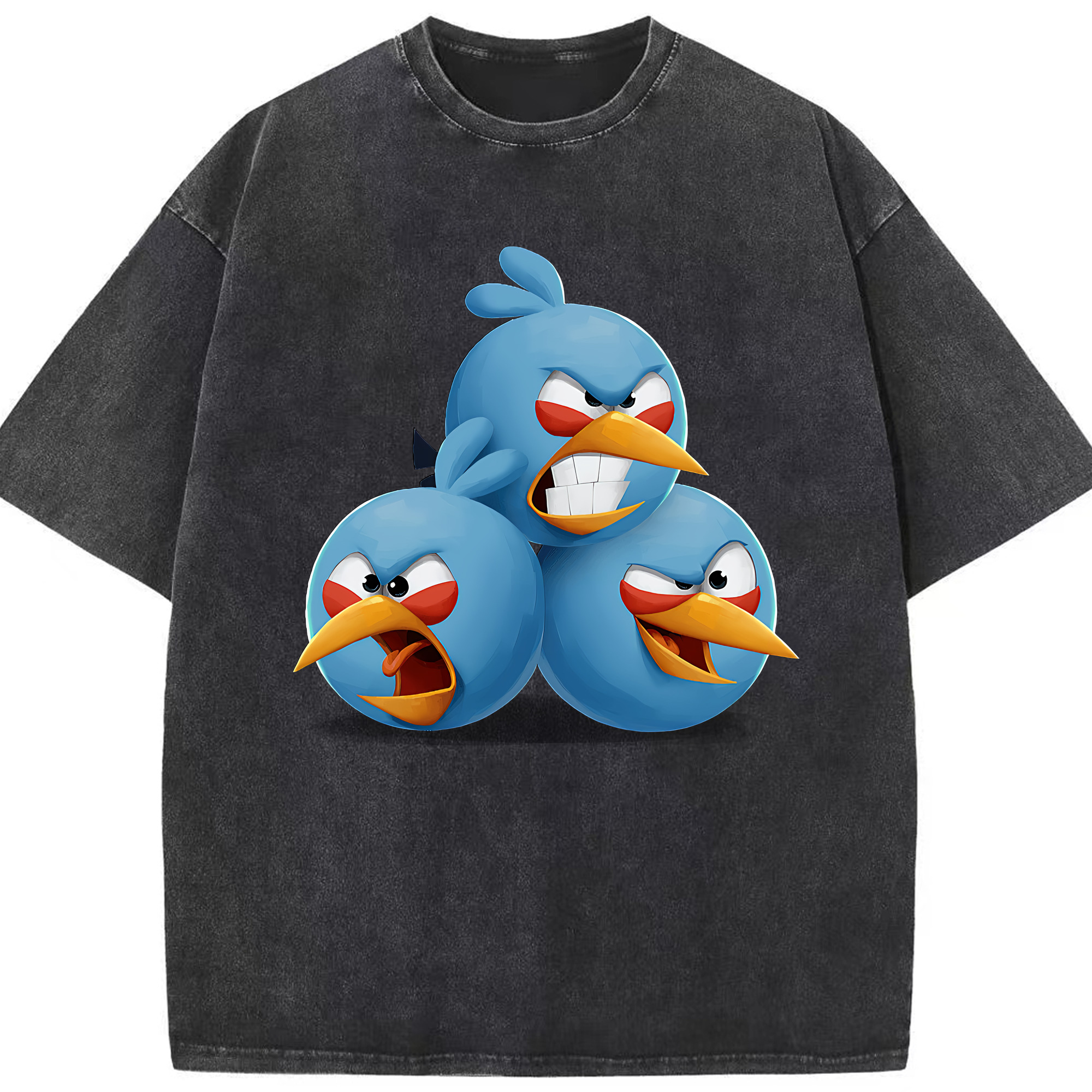 （画像用） Angry Birds アングリーバード 綿100% ヴィンテージ風 半袖Tシャツ（フロントプリント）