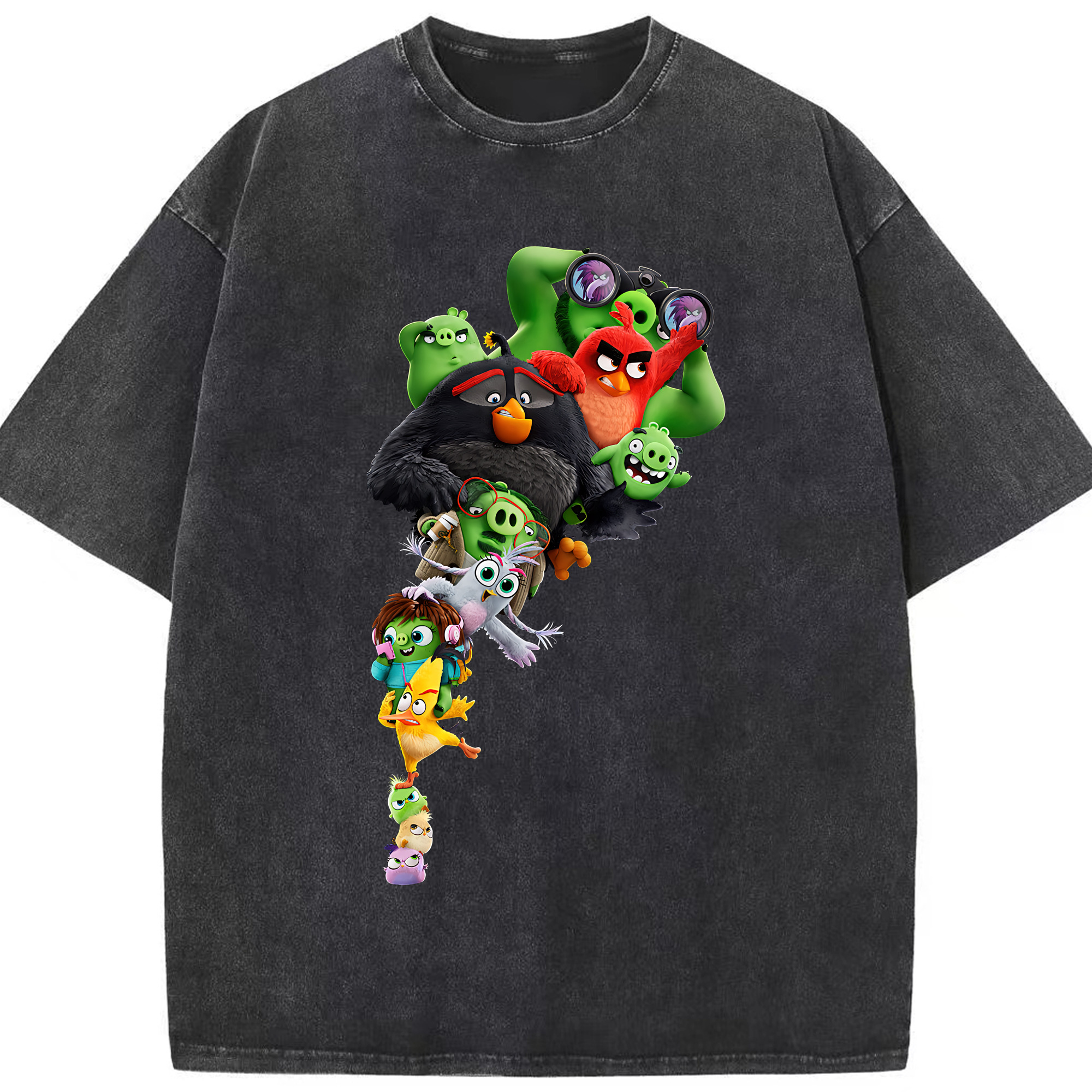 （画像用） Angry Birds アングリーバード 綿100% ヴィンテージ風 半袖Tシャツ（フロントプリント）