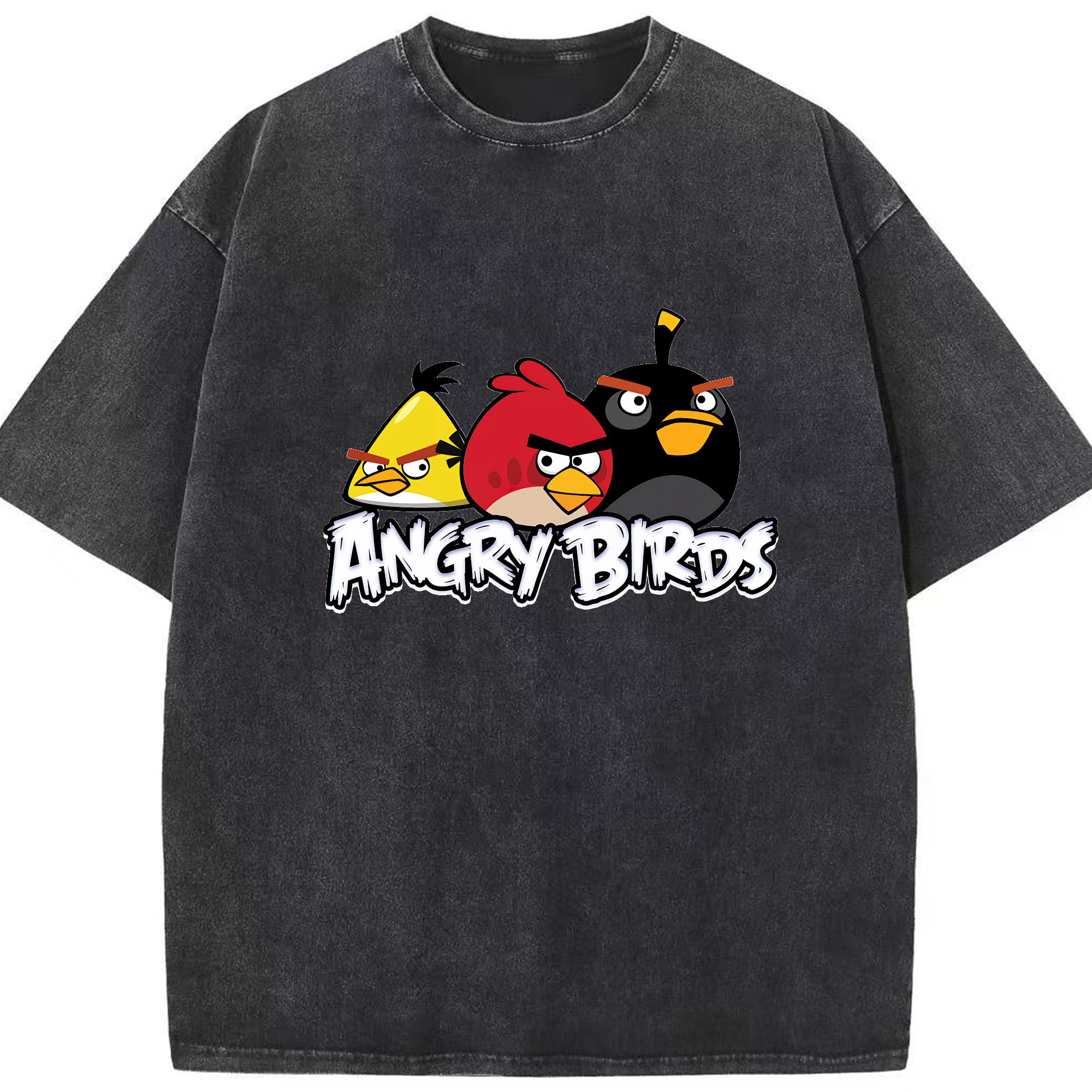 （画像用） Angry Birds アングリーバード 綿100% ヴィンテージ風 半袖Tシャツ（フロントプリント）