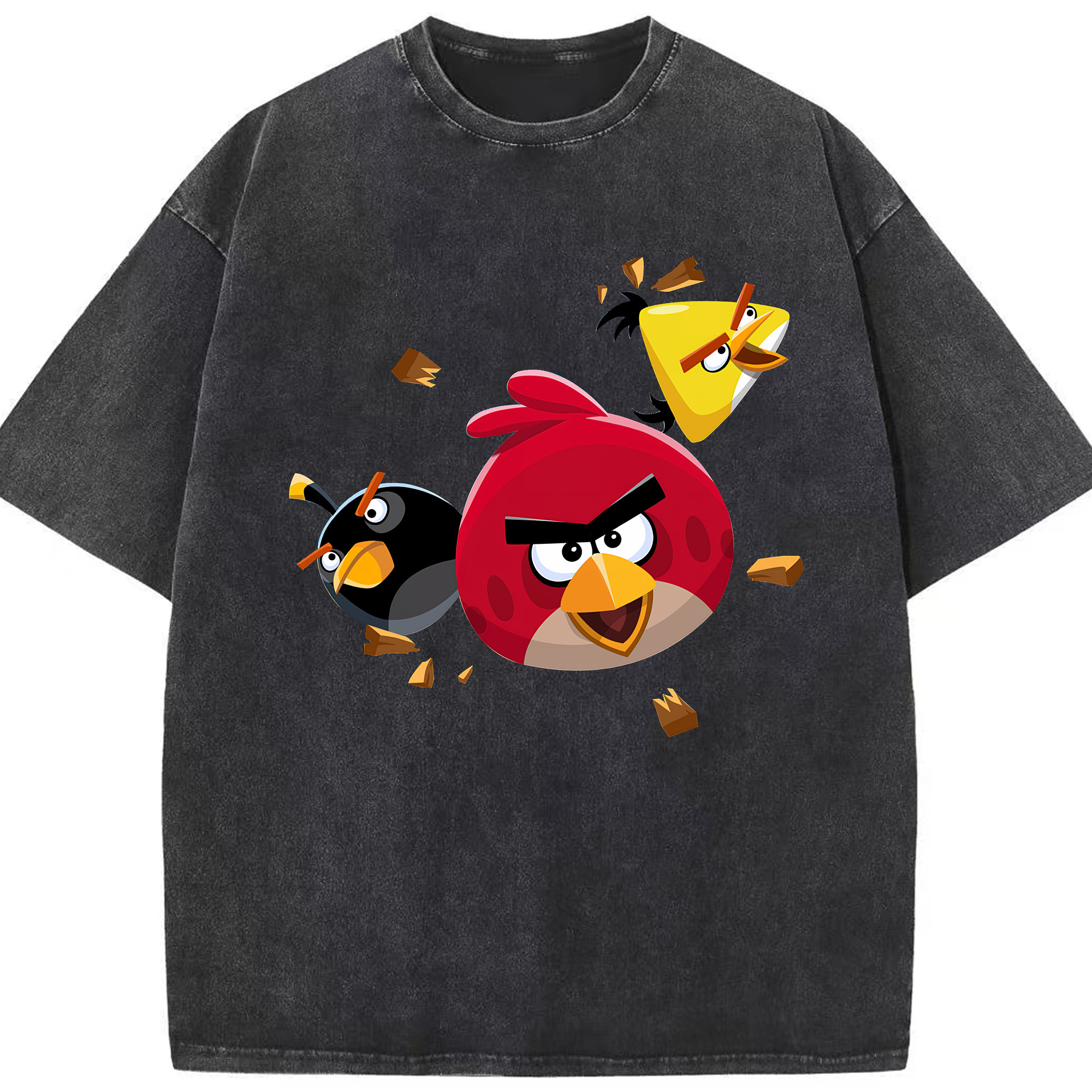 （画像用） Angry Birds アングリーバード 綿100% ヴィンテージ風 半袖Tシャツ（フロントプリント）