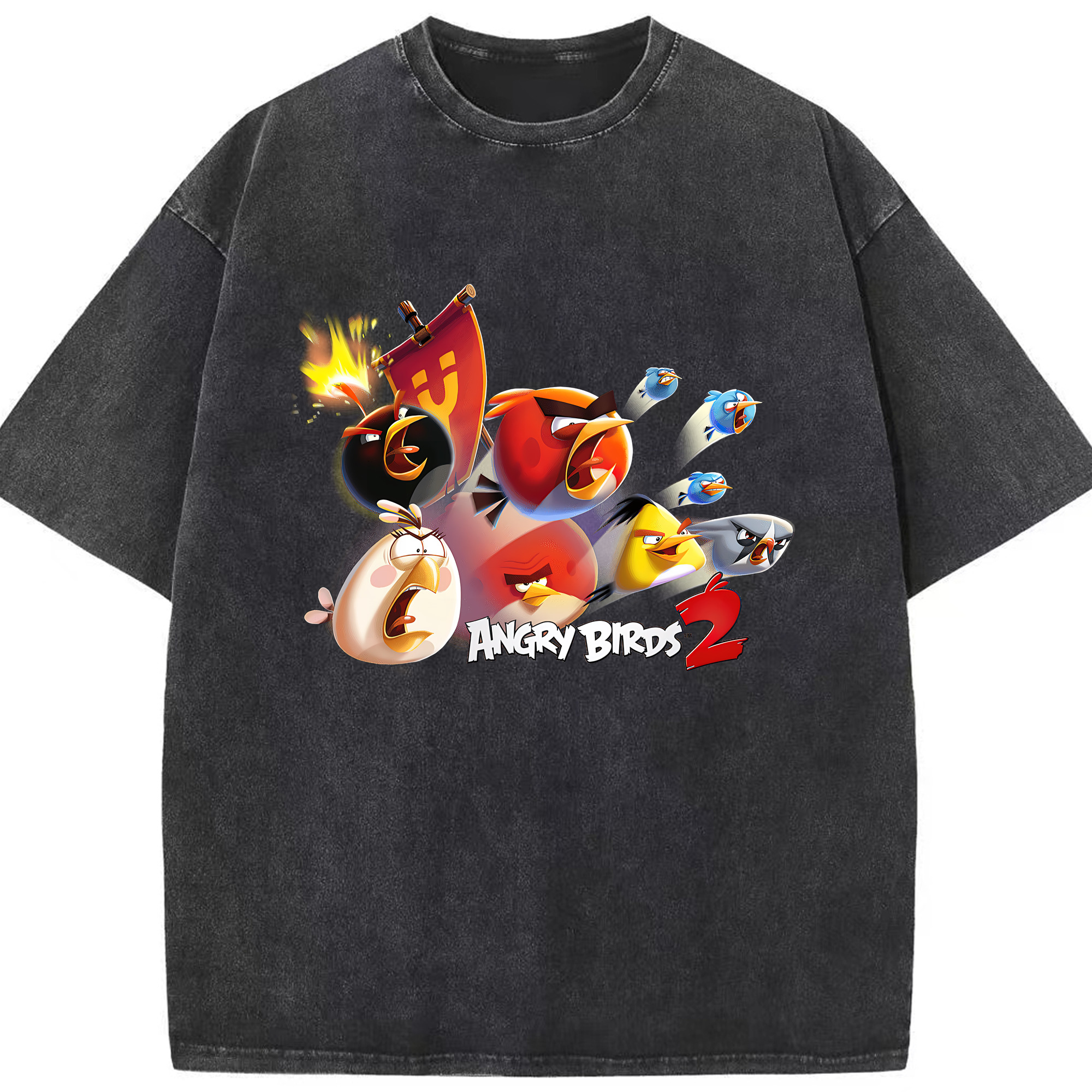 （画像用） Angry Birds アングリーバード 綿100% ヴィンテージ風 半袖Tシャツ（フロントプリント）