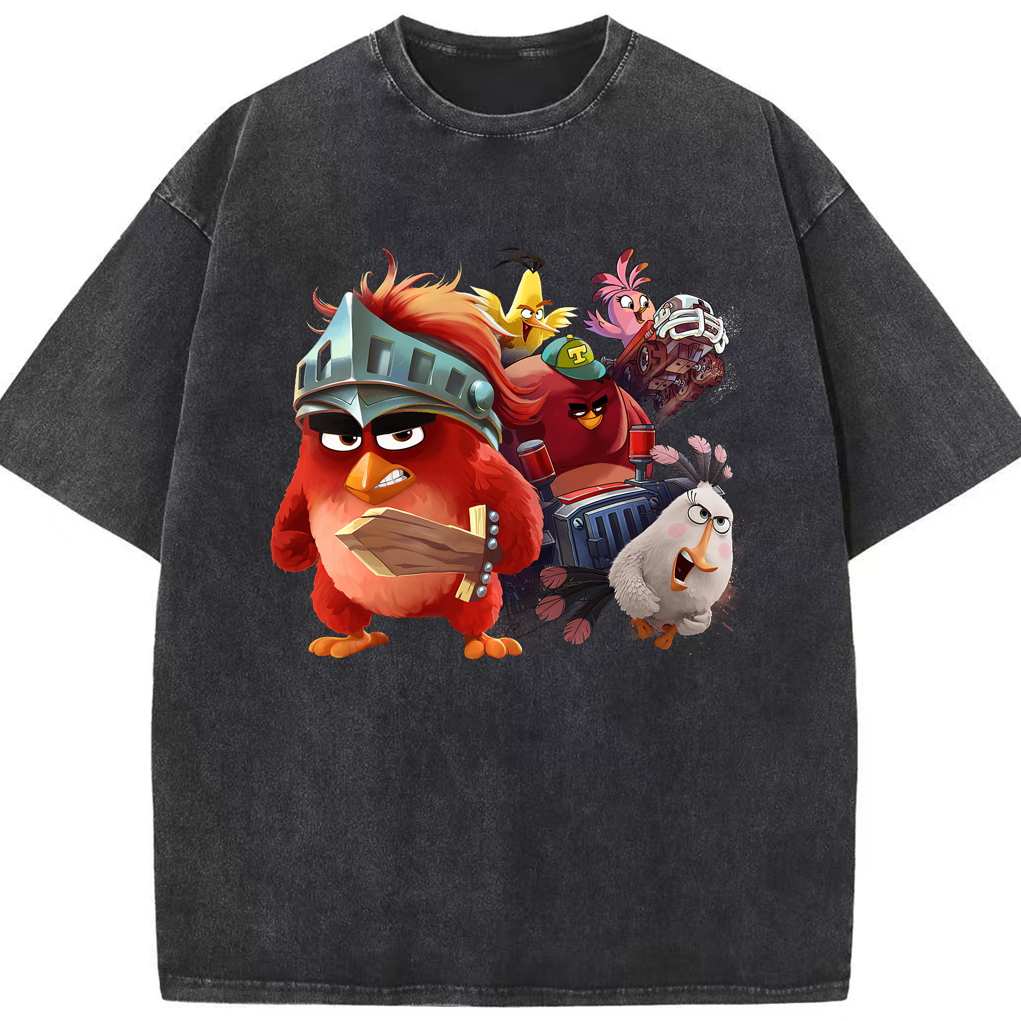 （画像用） Angry Birds アングリーバード 綿100% ヴィンテージ風 半袖Tシャツ（フロントプリント）