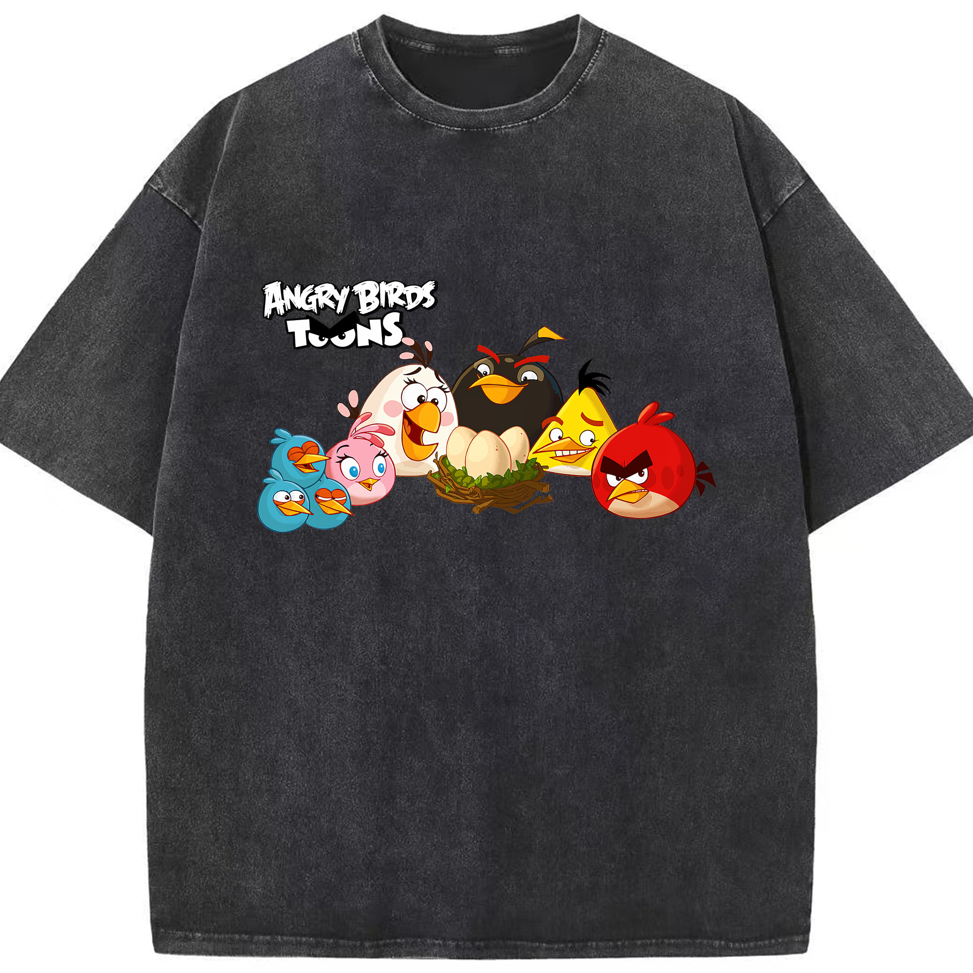 （画像用） Angry Birds アングリーバード 綿100% ヴィンテージ風 半袖Tシャツ（フロントプリント）
