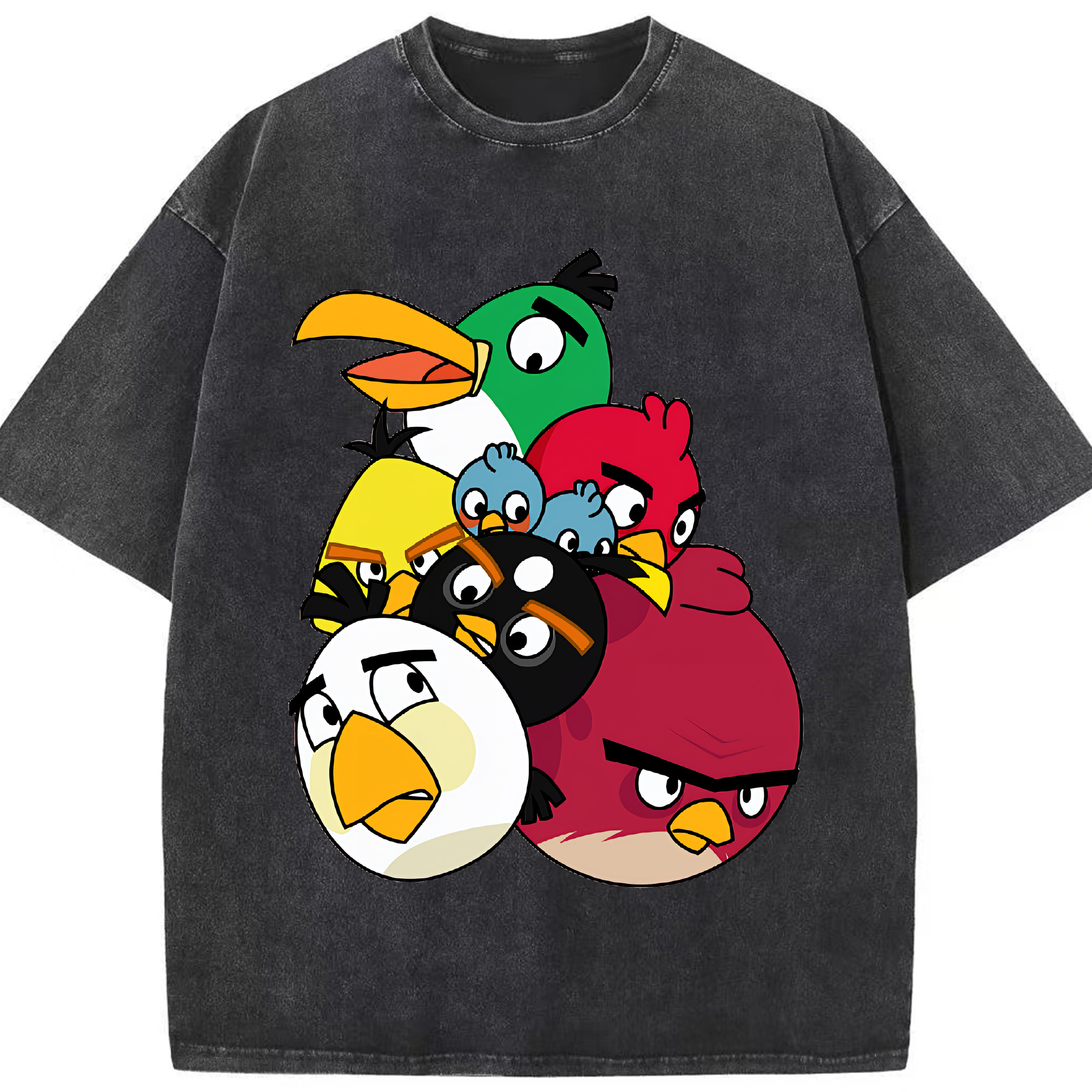 （画像用） Angry Birds アングリーバード 綿100% ヴィンテージ風 半袖Tシャツ（フロントプリント）