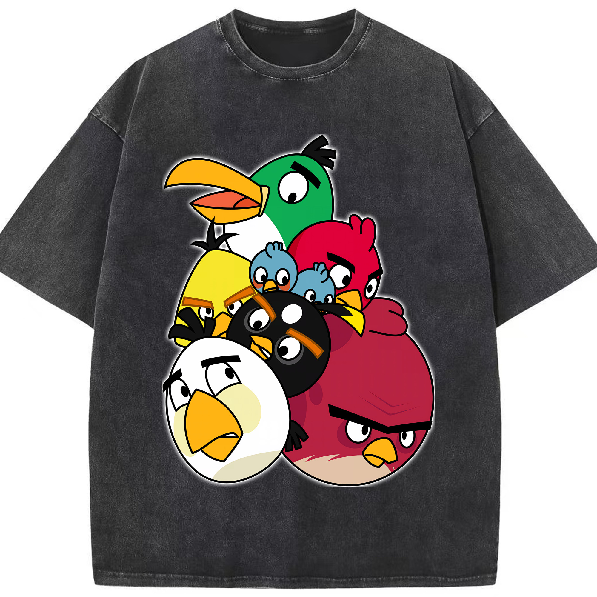 （画像用） Angry Birds アングリーバード 綿100% ヴィンテージ風 半袖Tシャツ（フロントプリント）