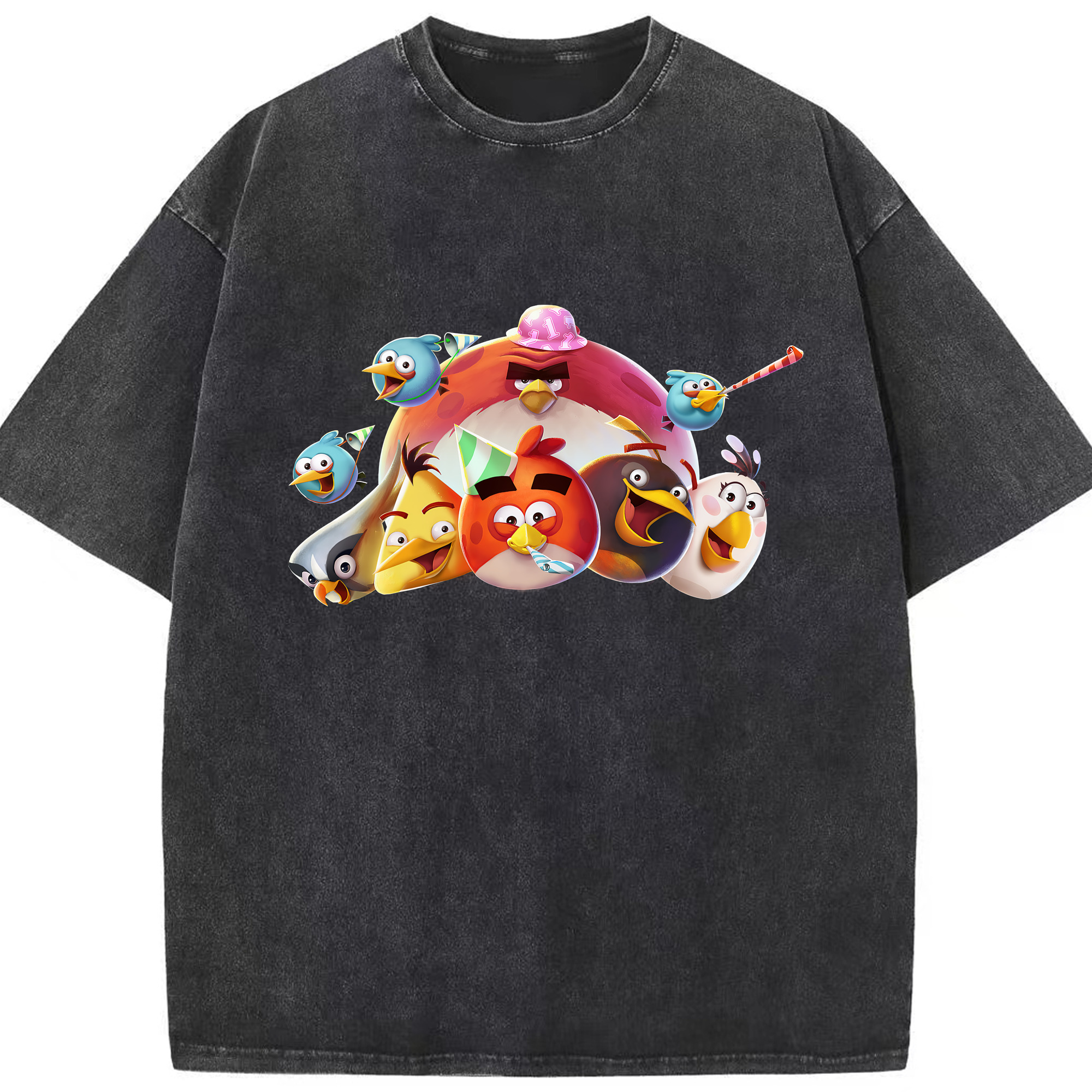 （画像用） Angry Birds アングリーバード 綿100% ヴィンテージ風 半袖Tシャツ（フロントプリント）