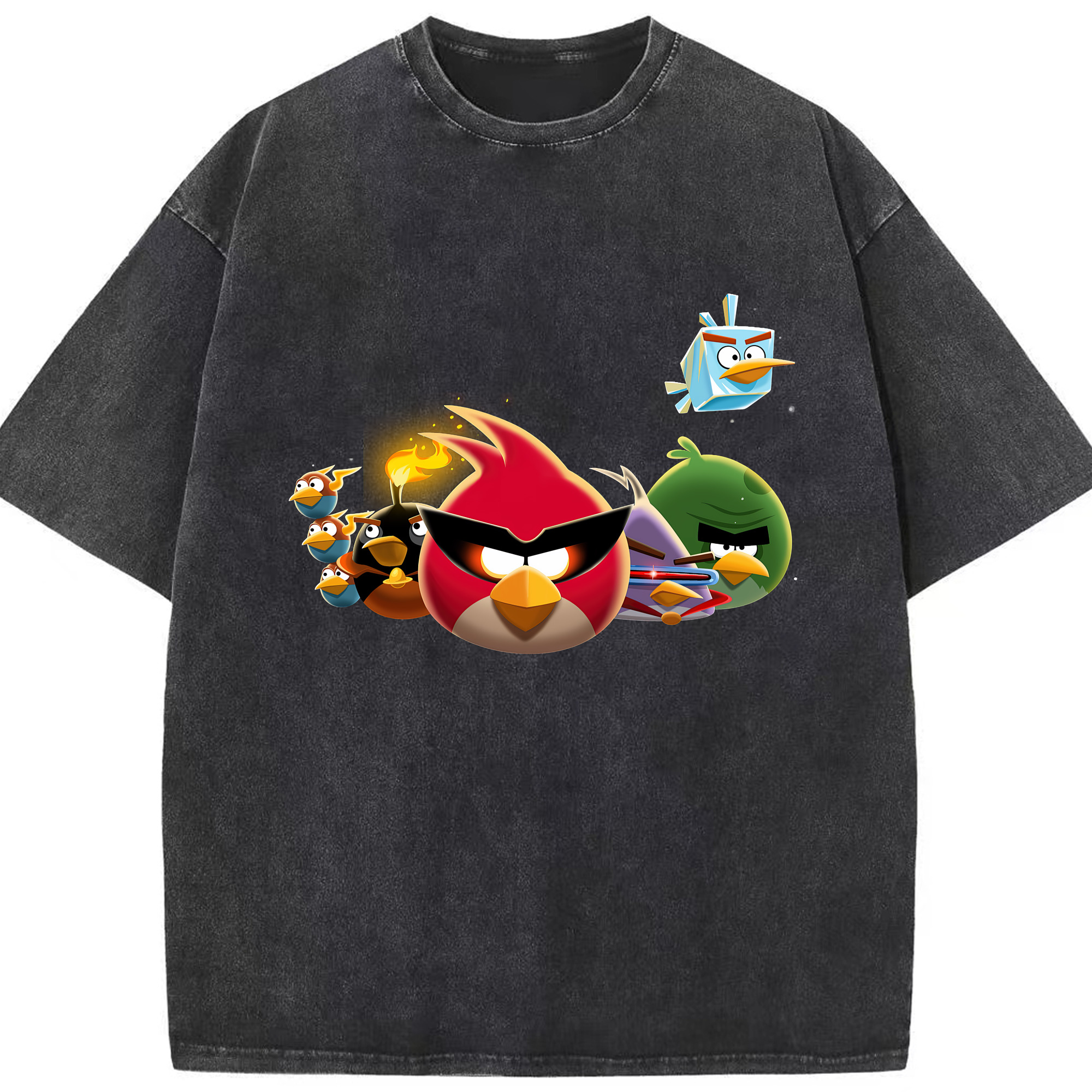 （画像用） Angry Birds アングリーバード 綿100% ヴィンテージ風 半袖Tシャツ（フロントプリント）