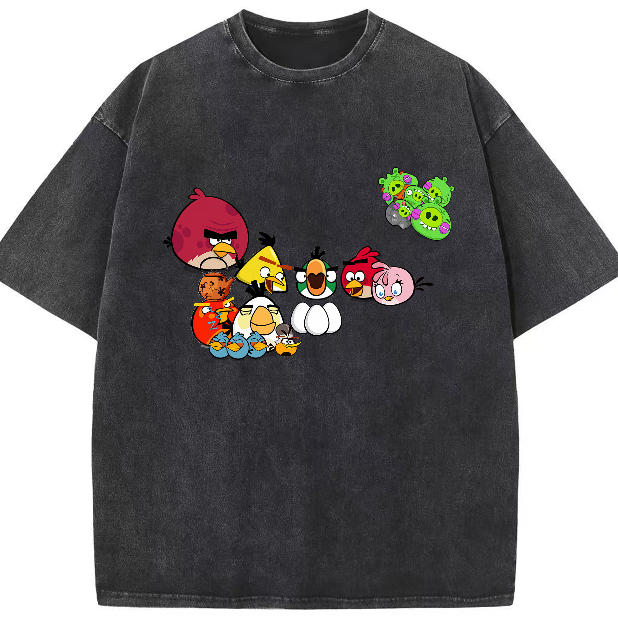 （画像用） Angry Birds アングリーバード 綿100% ヴィンテージ風 半袖Tシャツ（フロントプリント）