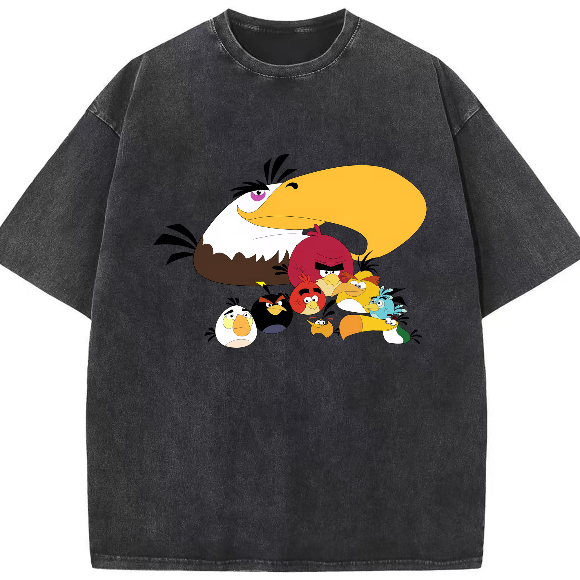 （画像用） Angry Birds アングリーバード 綿100% ヴィンテージ風 半袖Tシャツ（フロントプリント）