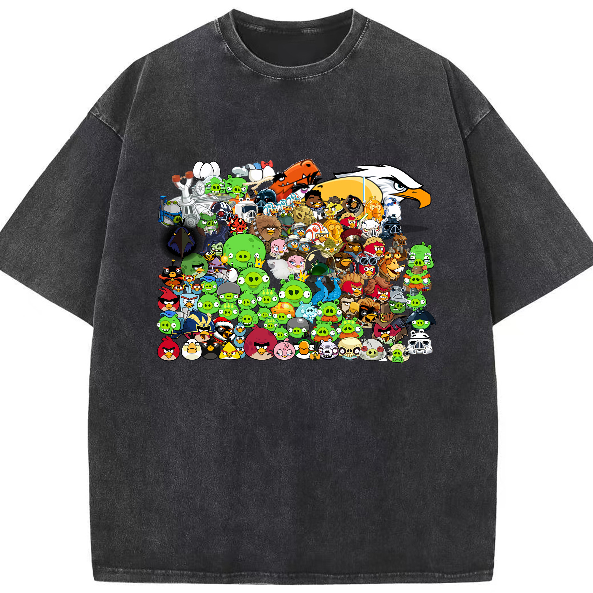 （画像用） Angry Birds アングリーバード 綿100% ヴィンテージ風 半袖Tシャツ（フロントプリント）