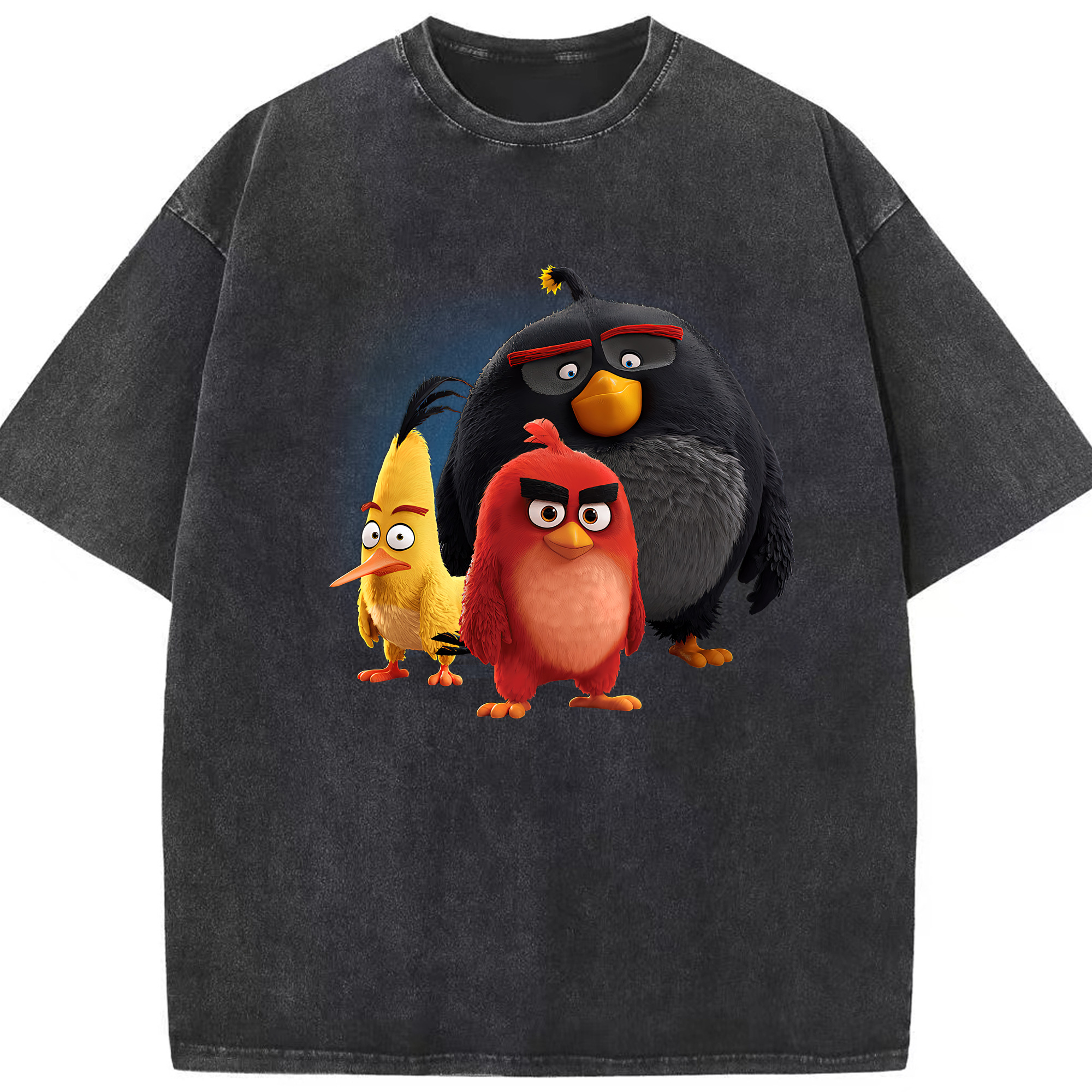 （画像用） Angry Birds アングリーバード 綿100% ヴィンテージ風 半袖Tシャツ（フロントプリント）