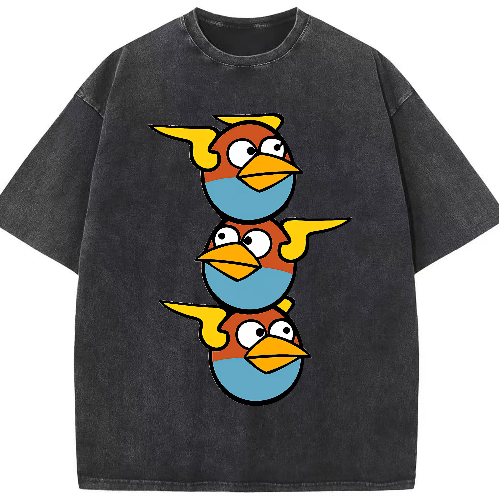 （画像用） Angry Birds アングリーバード 綿100% ヴィンテージ風 半袖Tシャツ（フロントプリント）