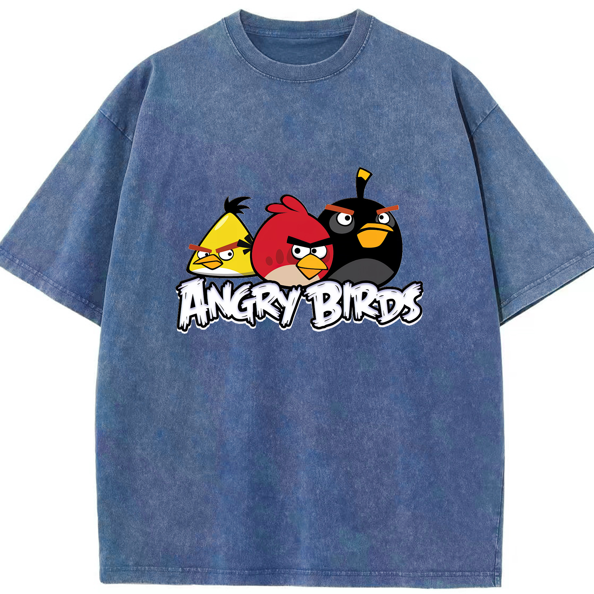 （画像用） Angry Birds アングリーバード 綿100% ヴィンテージ風 半袖Tシャツ（フロントプリント）