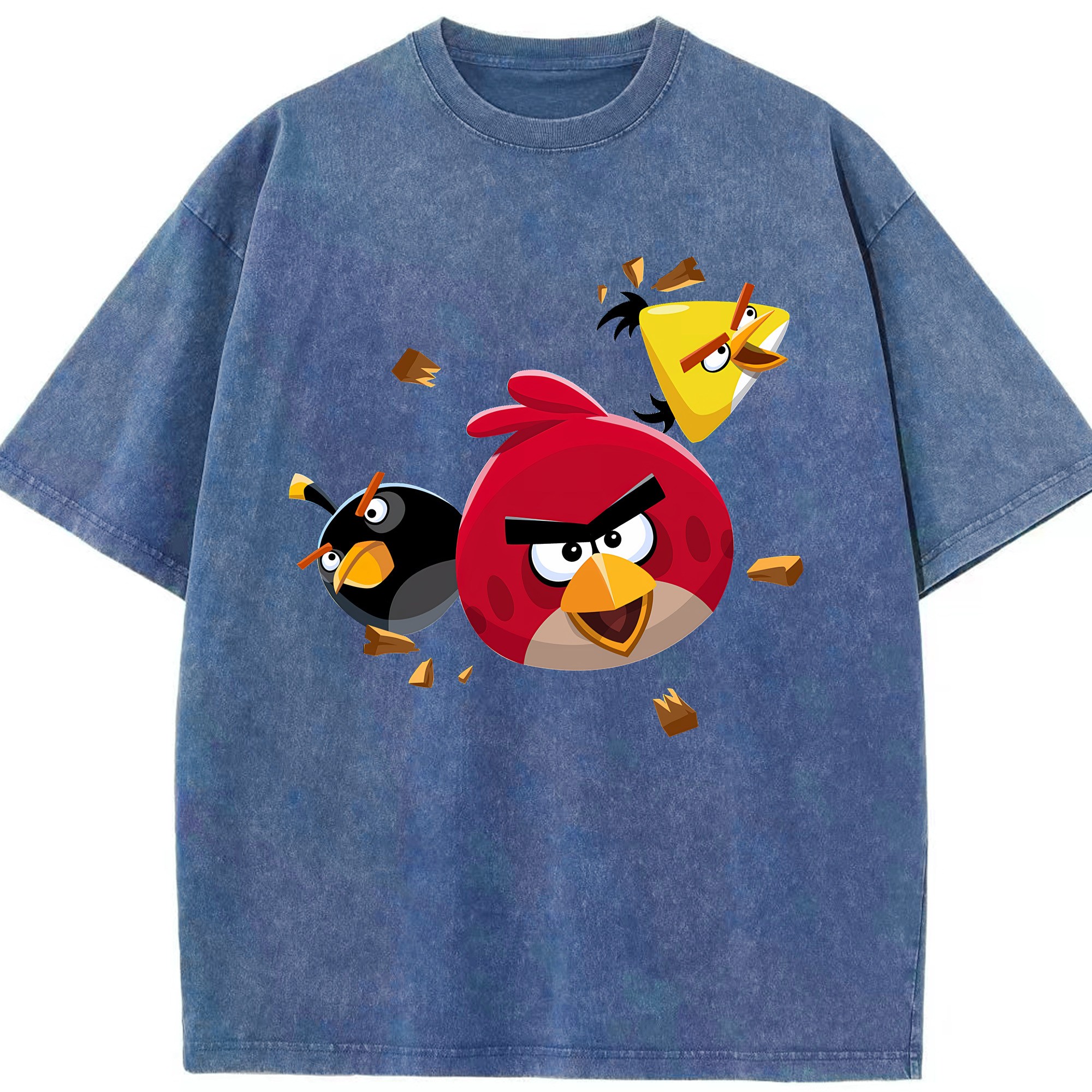 （画像用） Angry Birds アングリーバード 綿100% ヴィンテージ風 半袖Tシャツ（フロントプリント）