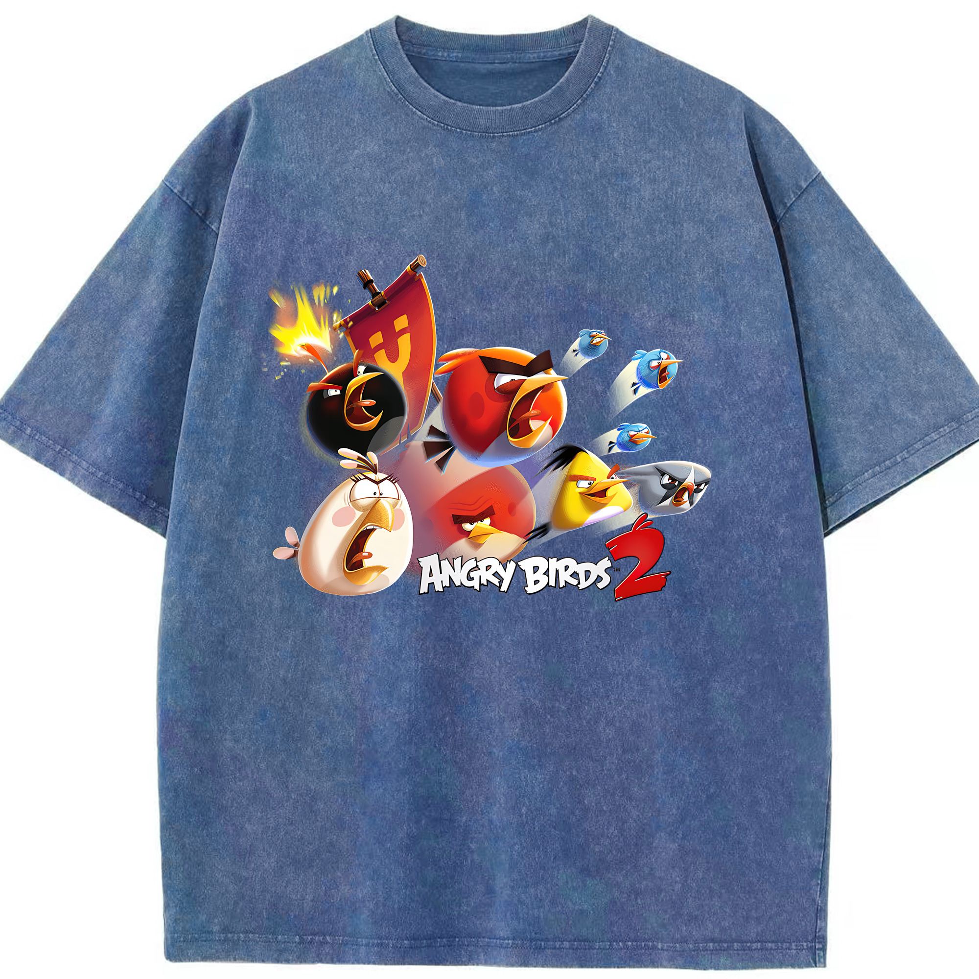 （画像用） Angry Birds アングリーバード 綿100% ヴィンテージ風 半袖Tシャツ（フロントプリント）