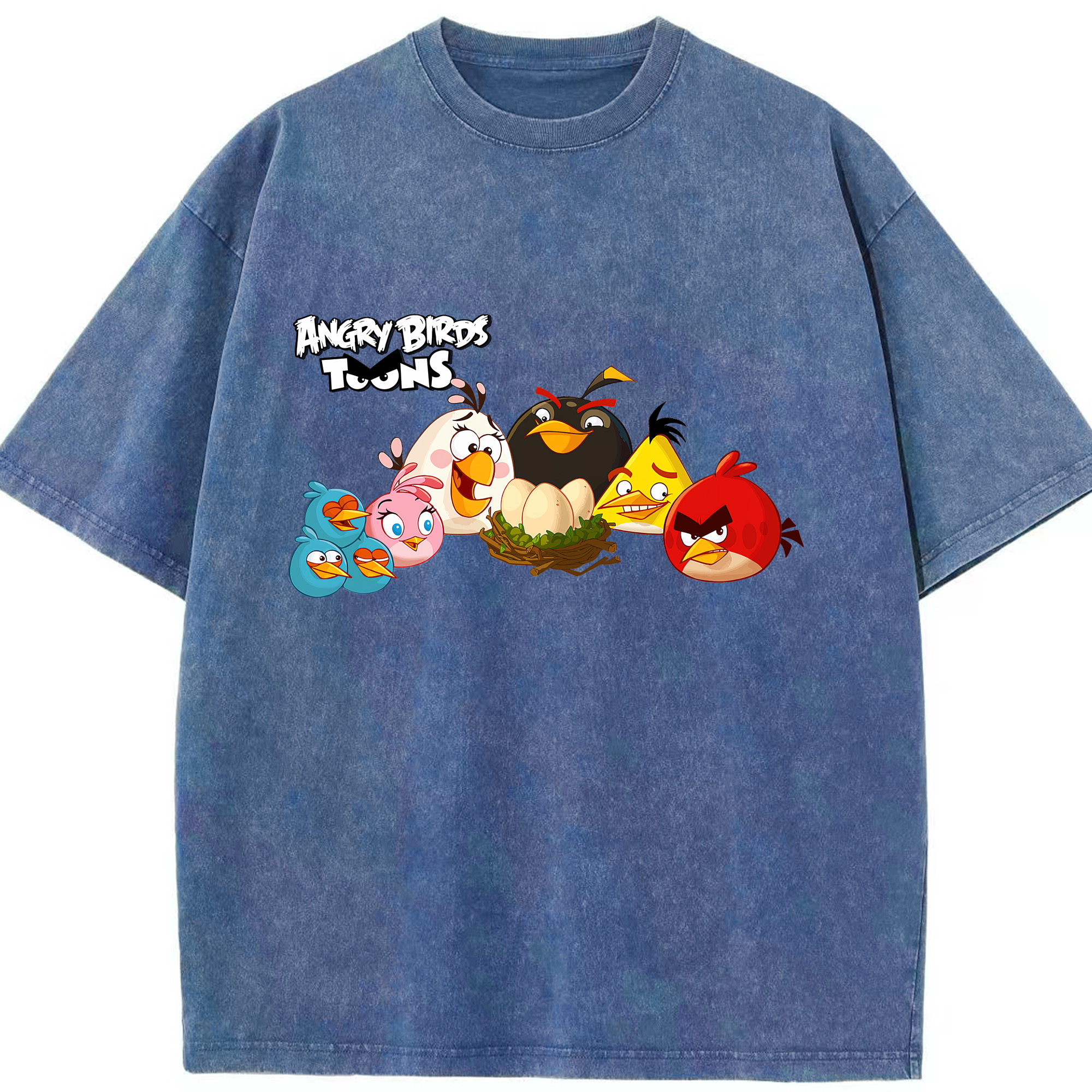 （画像用） Angry Birds アングリーバード 綿100% ヴィンテージ風 半袖Tシャツ（フロントプリント）