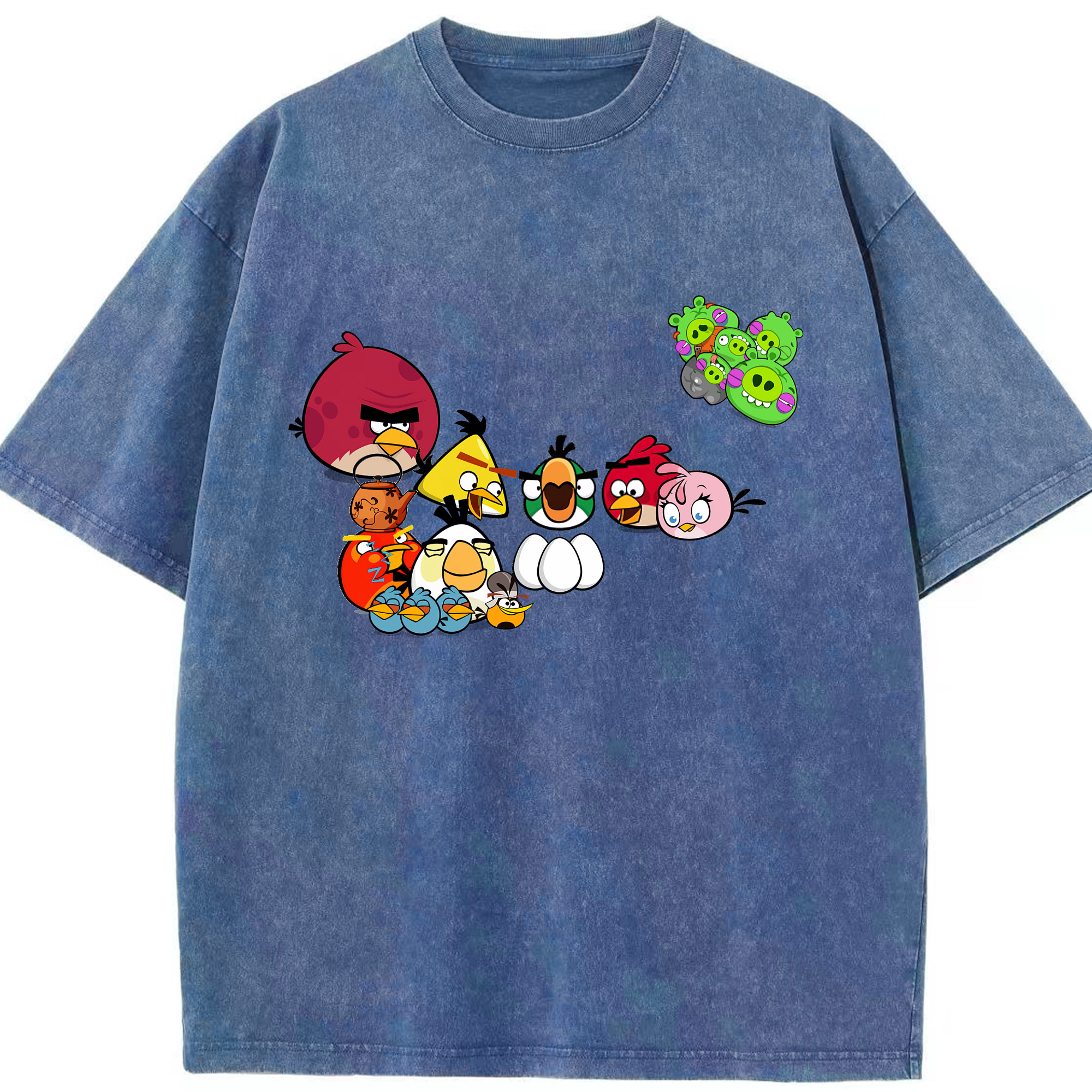 （画像用） Angry Birds アングリーバード 綿100% ヴィンテージ風 半袖Tシャツ（フロントプリント）
