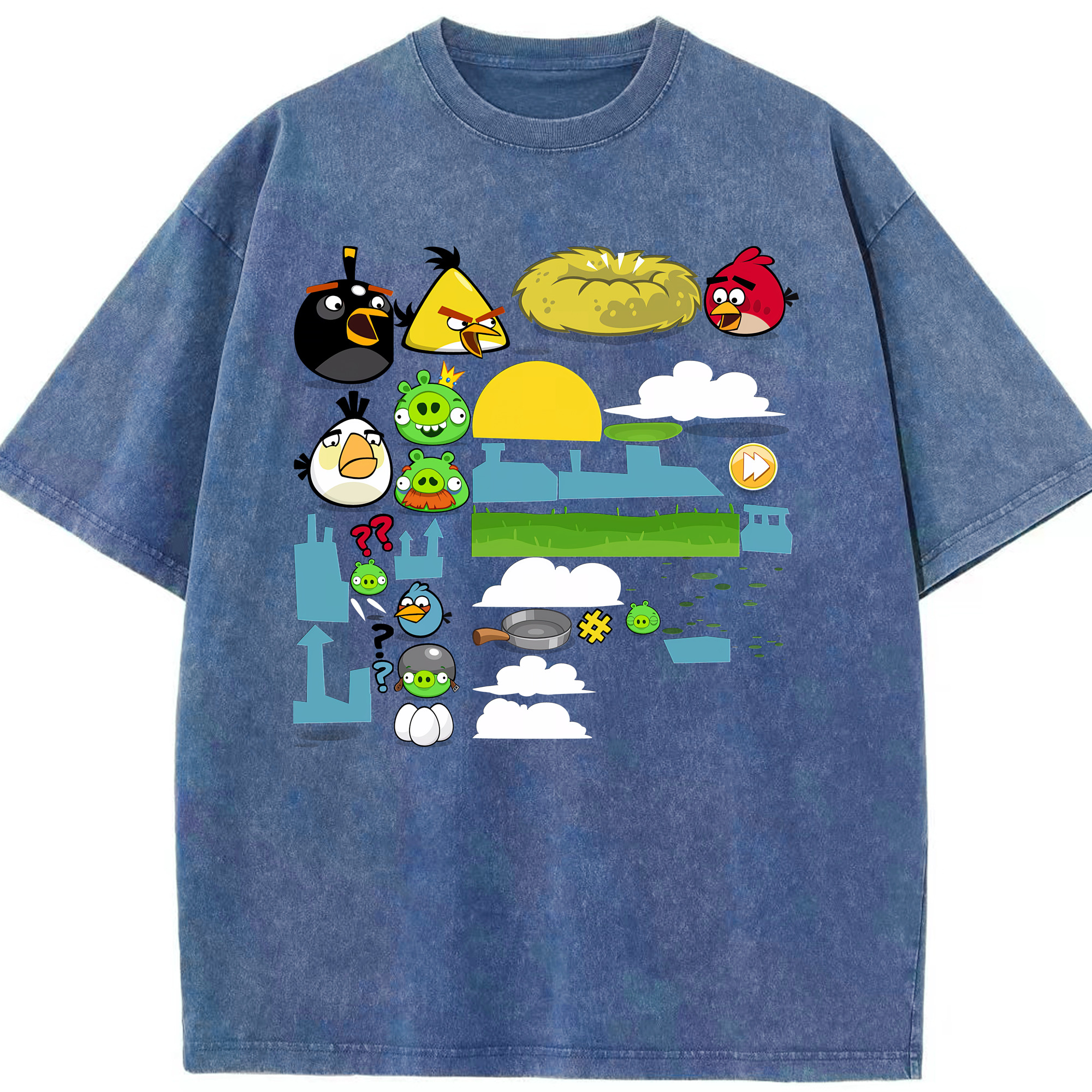 （画像用） Angry Birds アングリーバード 綿100% ヴィンテージ風 半袖Tシャツ（フロントプリント）