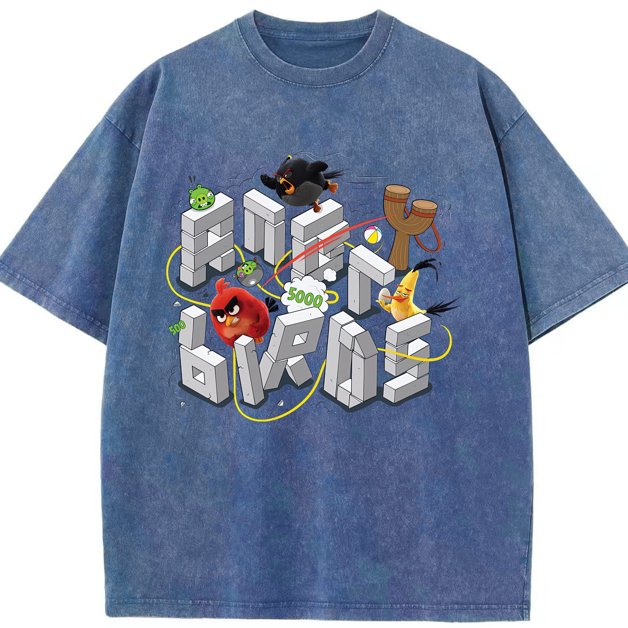 （画像用） Angry Birds アングリーバード 綿100% ヴィンテージ風 半袖Tシャツ（フロントプリント）